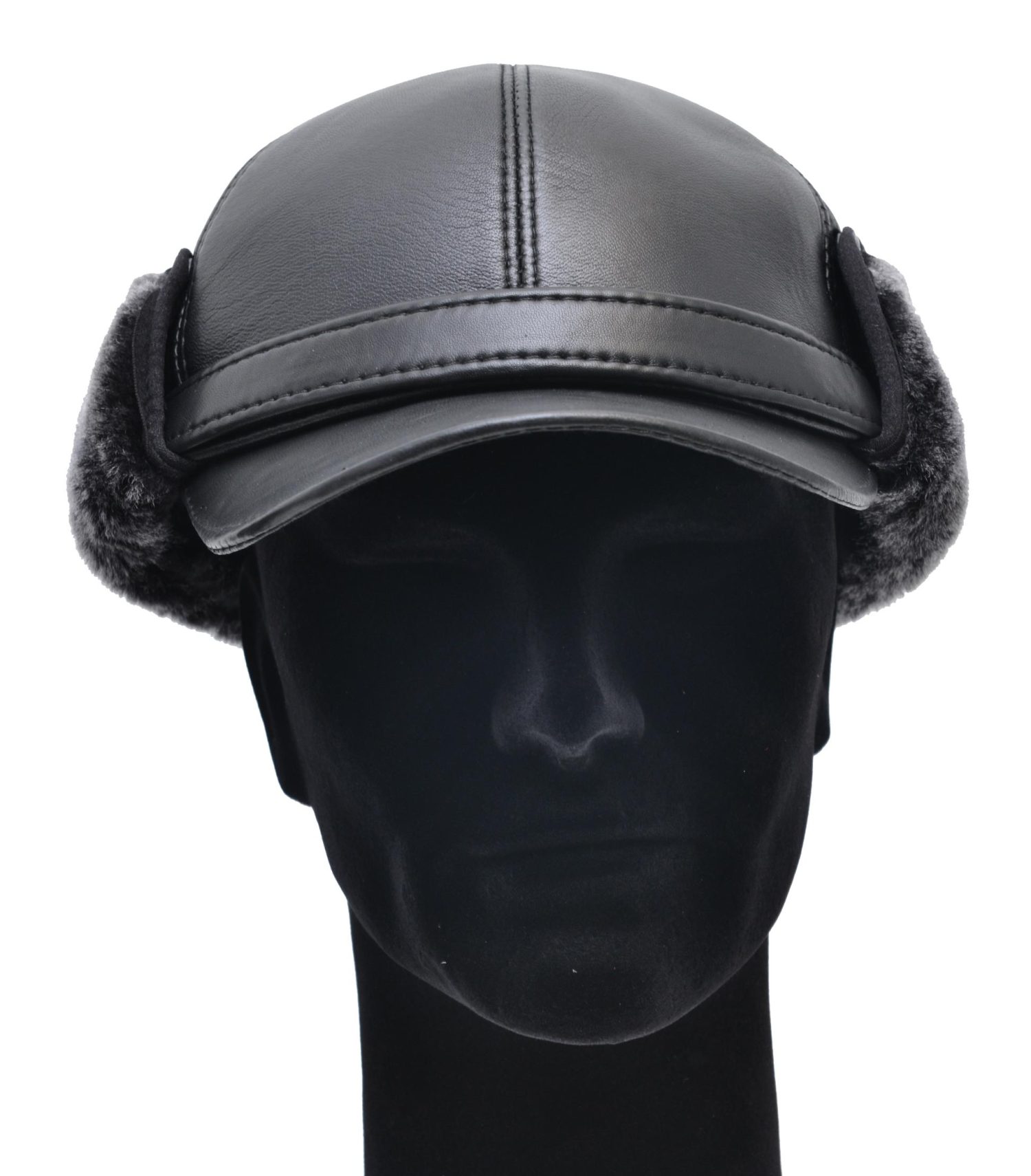 ΔΕΡΜΑΤΙΝΟ ΚΑΠΕΛΟ ΑΝΔΡΙΚΟ ΚΩΔΙΚΟΣ: HAT FUR-2 (BLACK) - Image 3