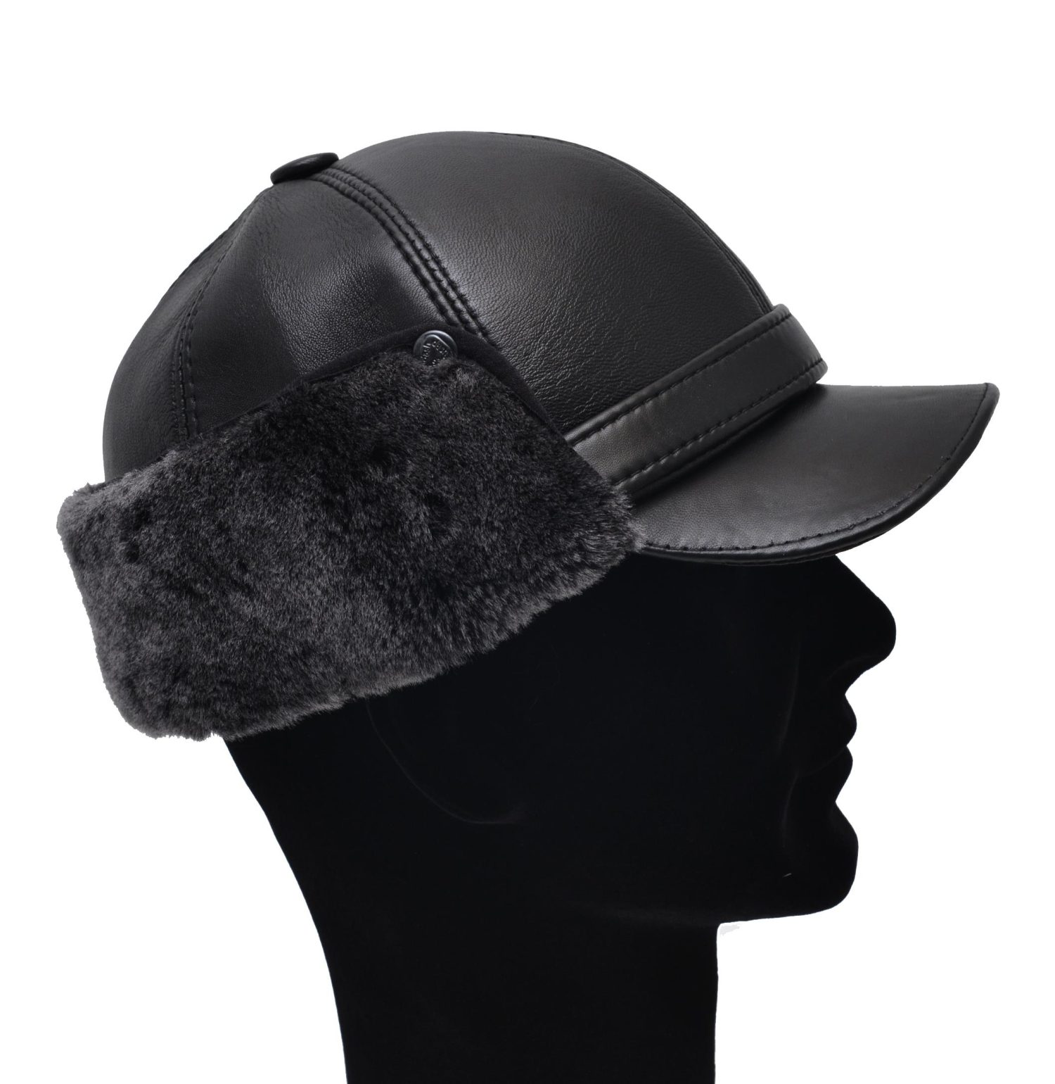 ΔΕΡΜΑΤΙΝΟ ΚΑΠΕΛΟ ΑΝΔΡΙΚΟ ΚΩΔΙΚΟΣ: HAT FUR-2 (BLACK) - Image 4
