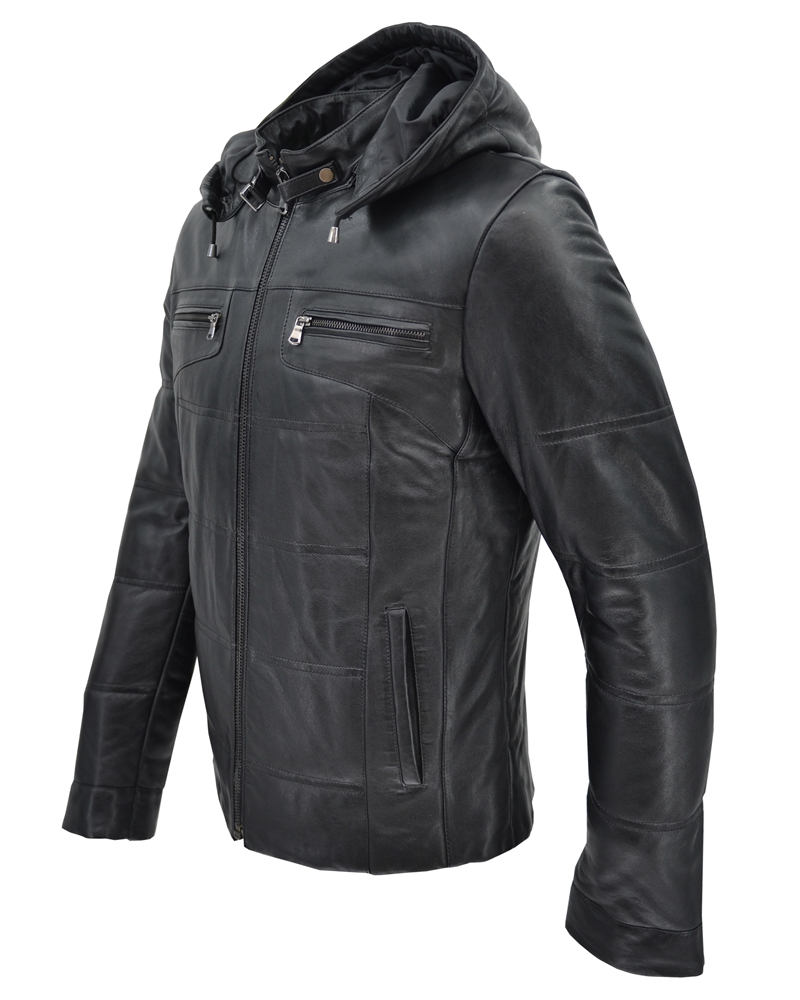 ΔΕΡΜΑΤΙΝΟ ΑΝΔΡΙΚΟ ΜΠΟΥΦΑΝ: 05-M-JACKET CAP (BLACK) - Image 4
