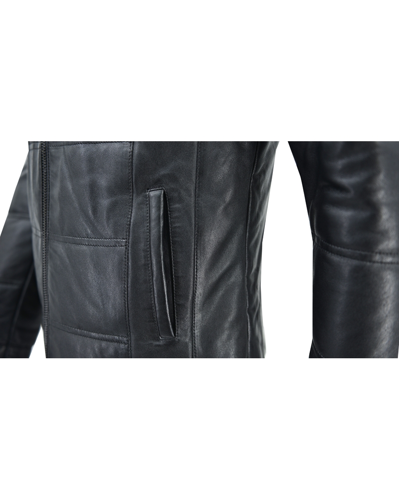 ΔΕΡΜΑΤΙΝΟ ΑΝΔΡΙΚΟ ΜΠΟΥΦΑΝ: 05-M-JACKET CAP (BLACK) - Image 5