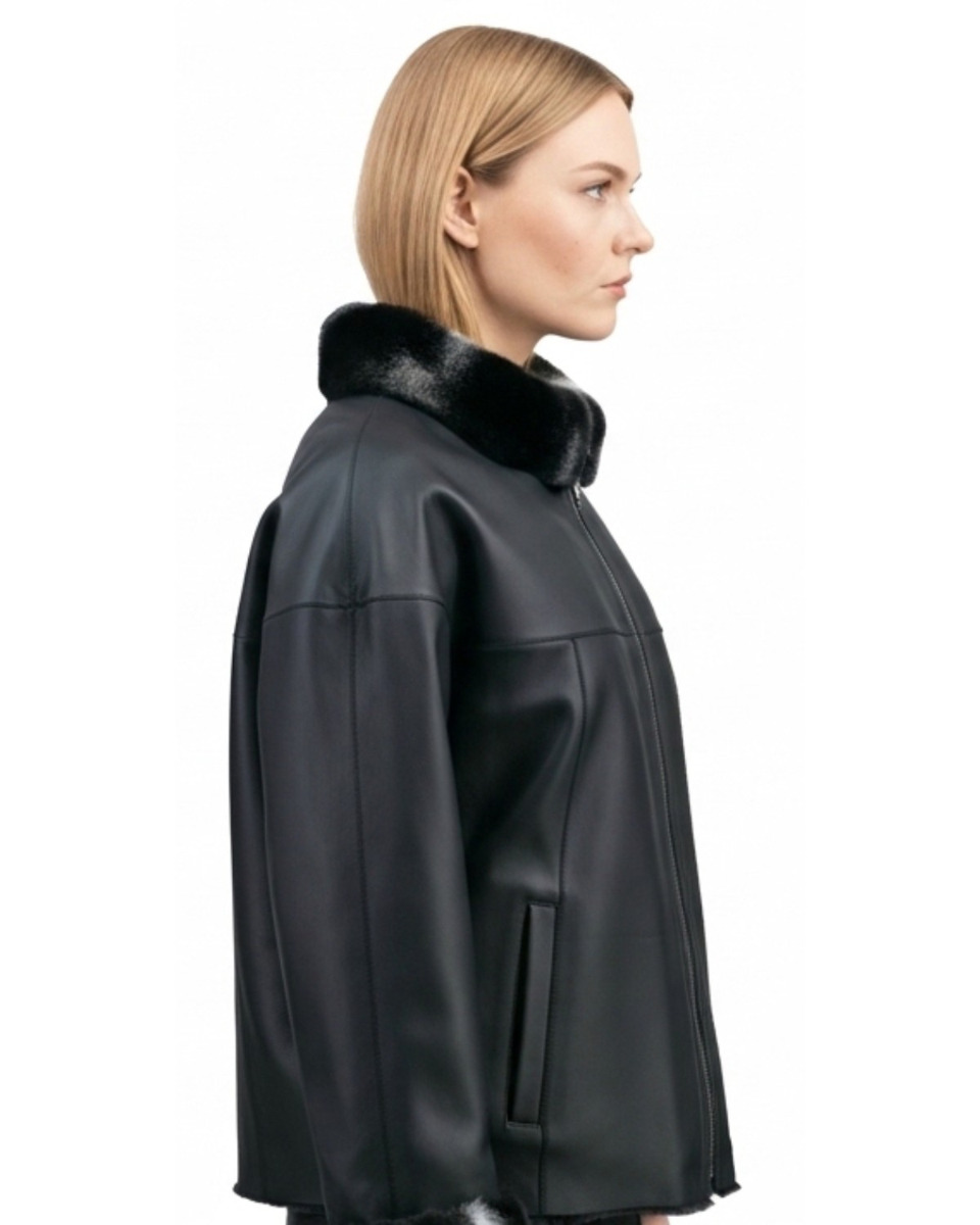 ΔΕΡΜΑΤΙΝΗ ΓΥΝΑΙΚΕΙΑ ΖΑΚΕΤΑ ΚΩΔΙΚΟΣ: 07-W-220-FUR (BLACK T.) - Image 4