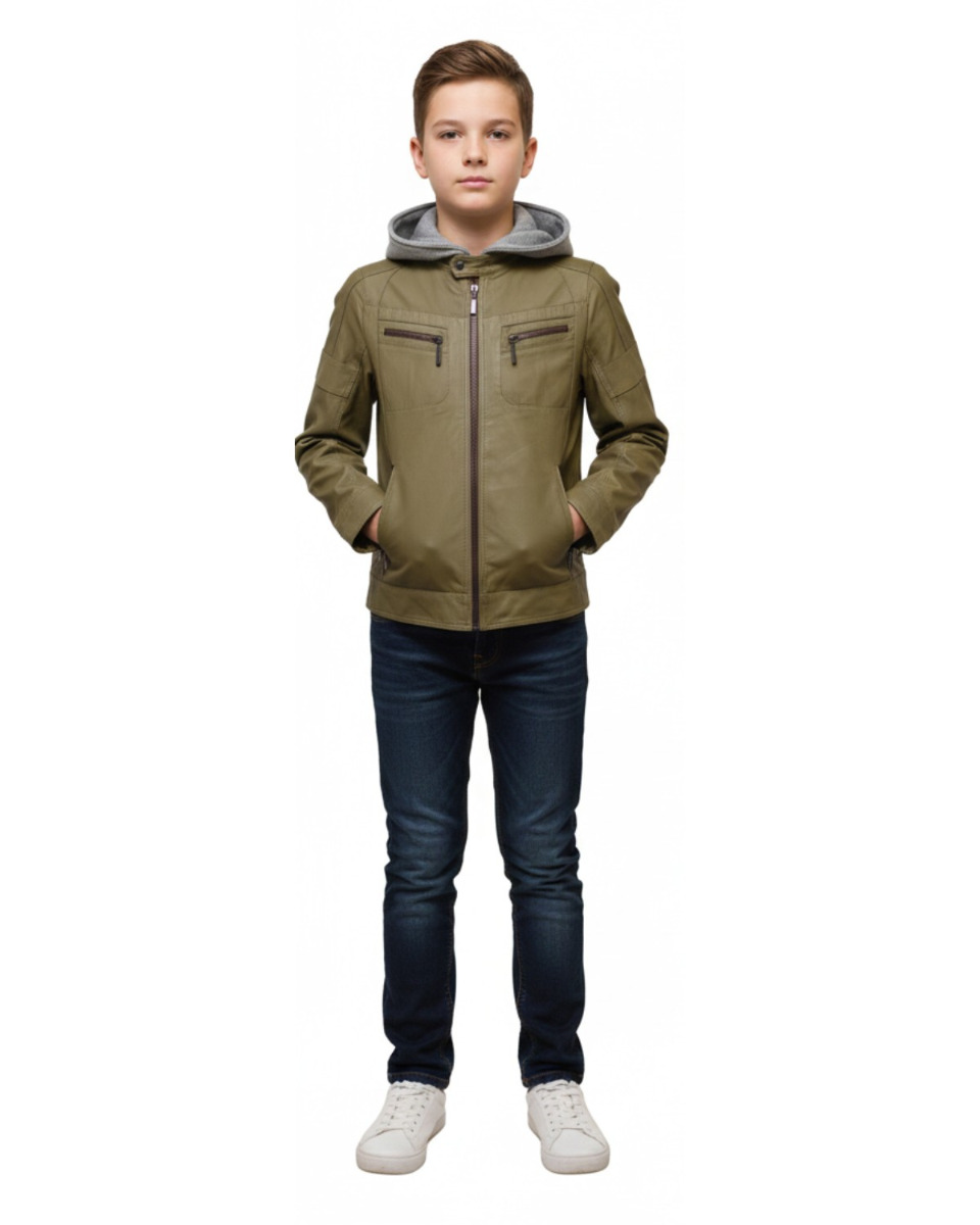 ΔΕΡΜΑΤΙΝΟ ΠΑΙΔΙΚΟ ΜΠΟΥΦΑΝ ΚΩΔΙΚΟΣ: 05-C-01HOOD (OLIVE T.)