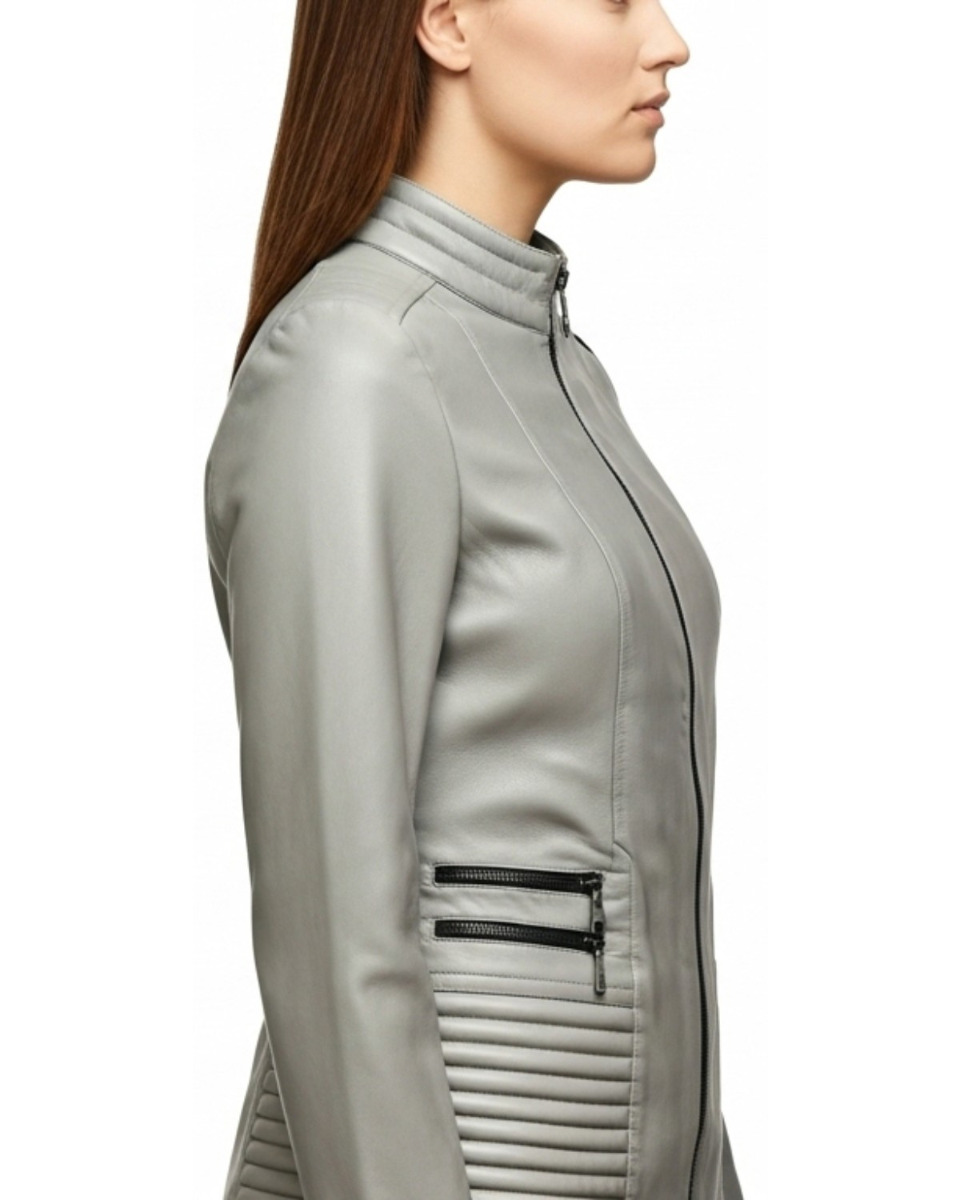 ΔΕΡΜΑΤΙΝΟ ΓΥΝΑΙΚΕΙΟ ΜΠΟΥΦΑΝ ΚΩΔΙΚΟΣ: 05-W-FOUR ZIP (GREY) - Image 3