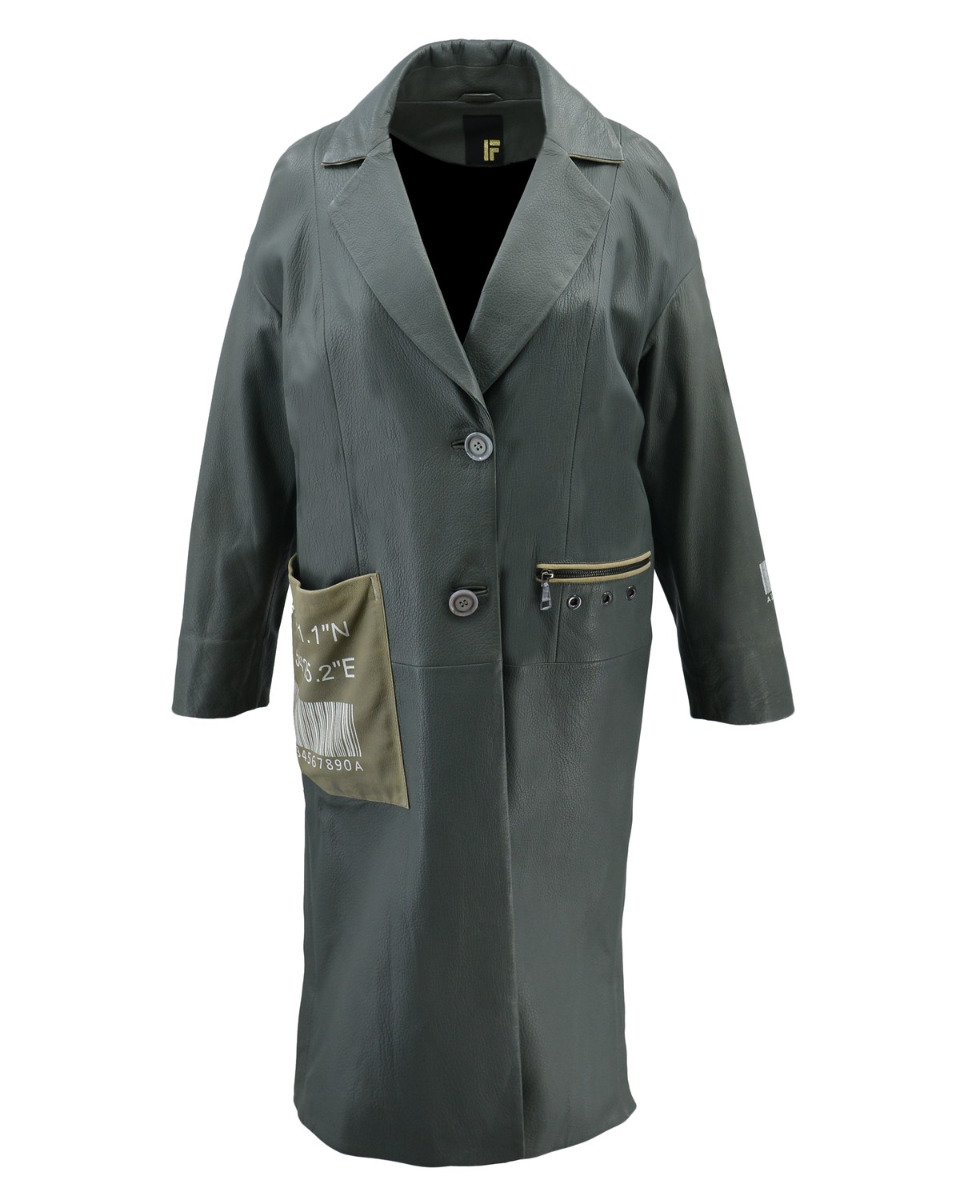 ΔΕΡΜΑΤΙΝΟ ΓΥΝΑΙΚΕΙΟ ΠΑΛΤΟ ΚΩΔΙΚΟΣ: 31-W-Z-1866 (GREY) - Image 6