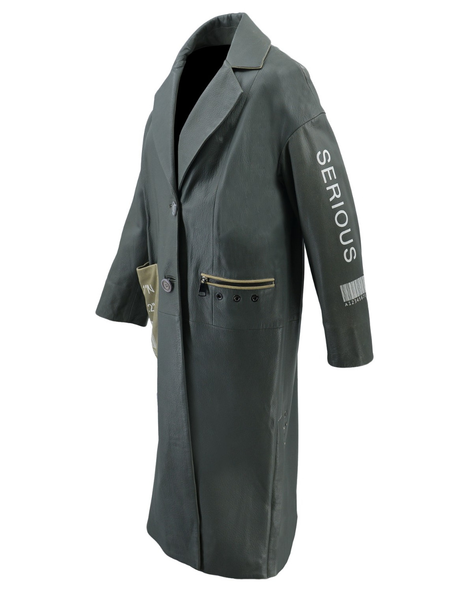 ΔΕΡΜΑΤΙΝΟ ΓΥΝΑΙΚΕΙΟ ΠΑΛΤΟ ΚΩΔΙΚΟΣ: 31-W-Z-1866 (GREY) - Image 7