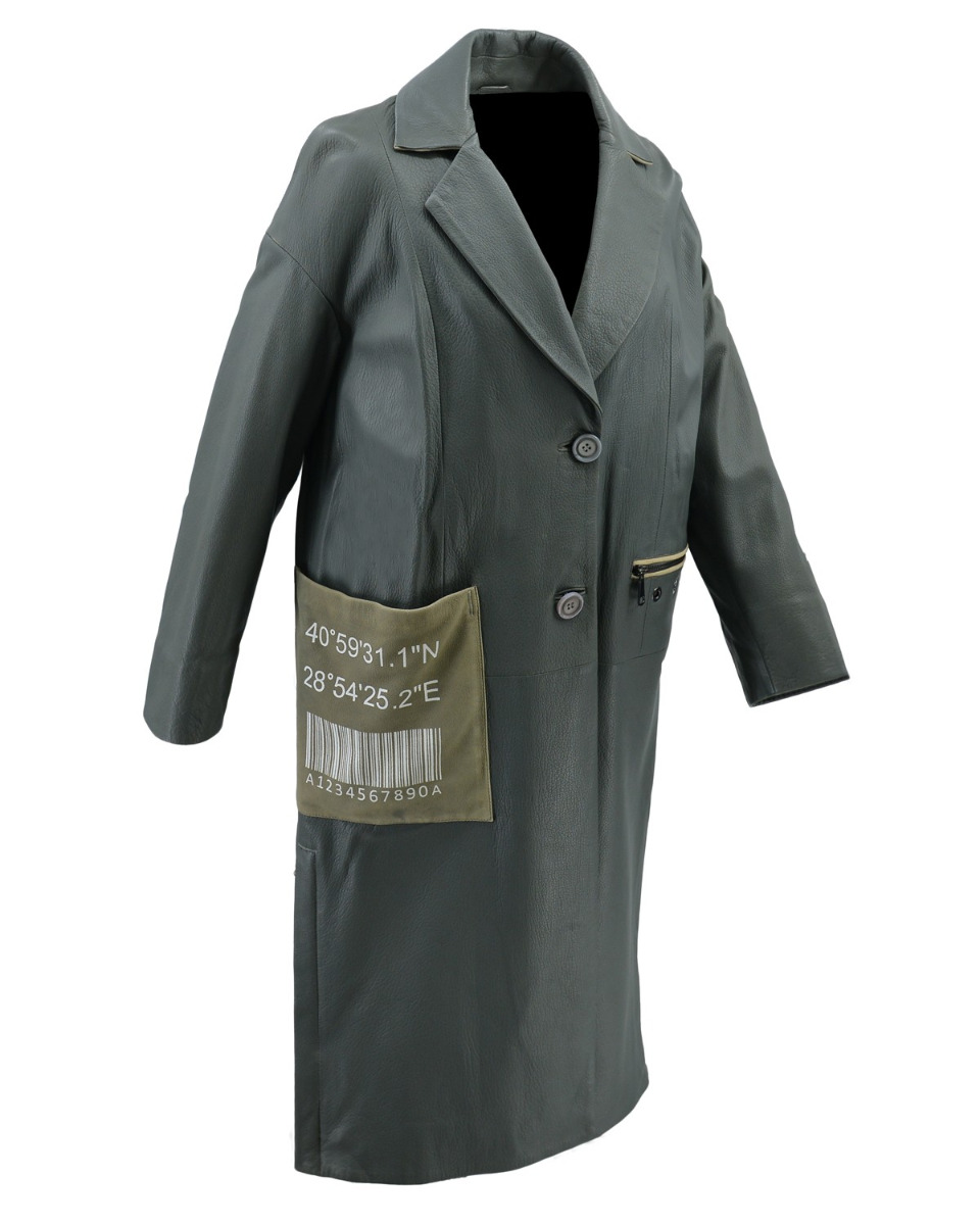 ΔΕΡΜΑΤΙΝΟ ΓΥΝΑΙΚΕΙΟ ΠΑΛΤΟ ΚΩΔΙΚΟΣ: 31-W-Z-1866 (GREY) - Image 8