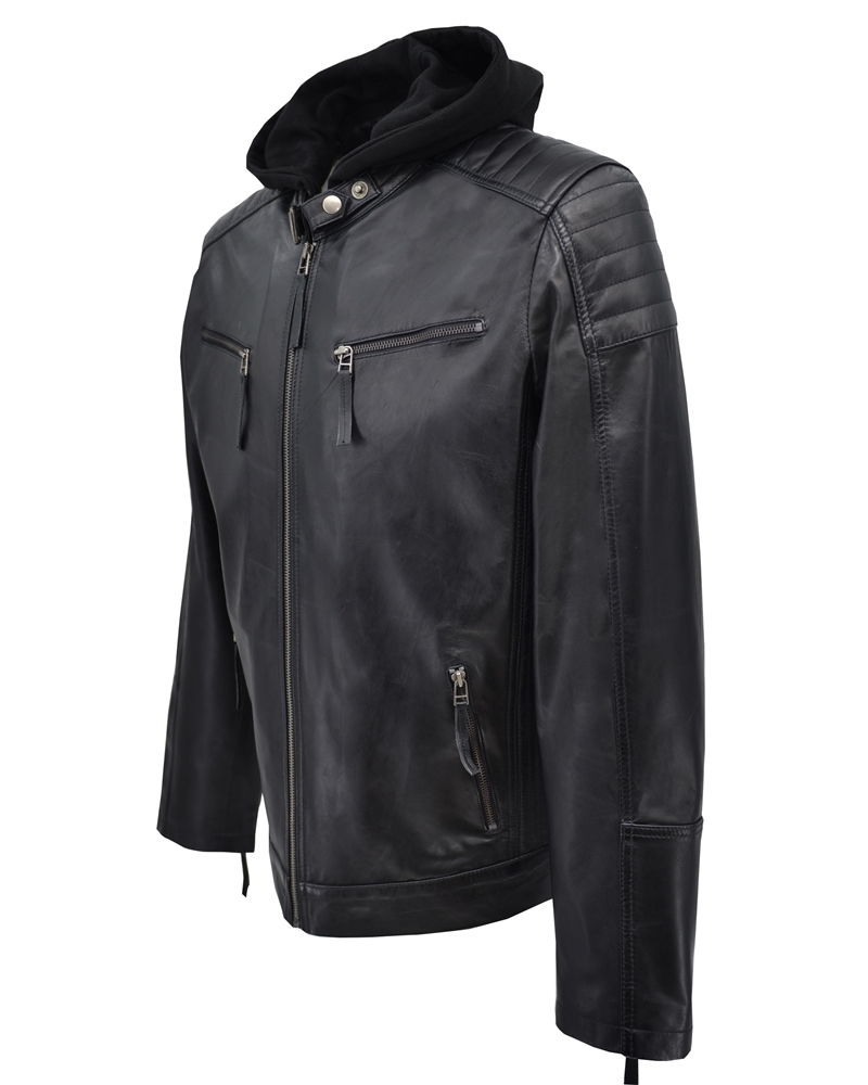 ΔΕΡΜΑΤΙΝΟ ΑΝΔΡΙΚΟ ΜΠΟΥΦΑΝ ΚΩΔΙΚΟΣ: 14-M-JOHNY-HOOD (BLACK) - Image 4