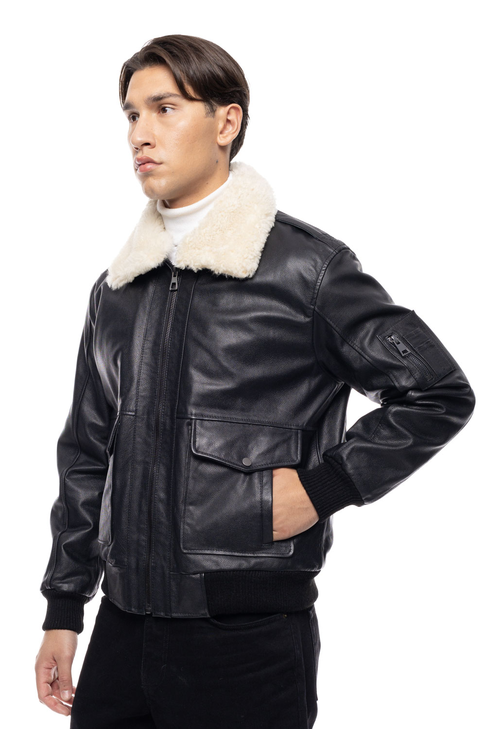 ΔΕΡΜΑΤΙΝΟ ΑΝΔΡΙΚΟ ΜΠΟΥΦΑΝ ΚΩΔΙΚΟΣ:37-M-PILOT (BLACK)
