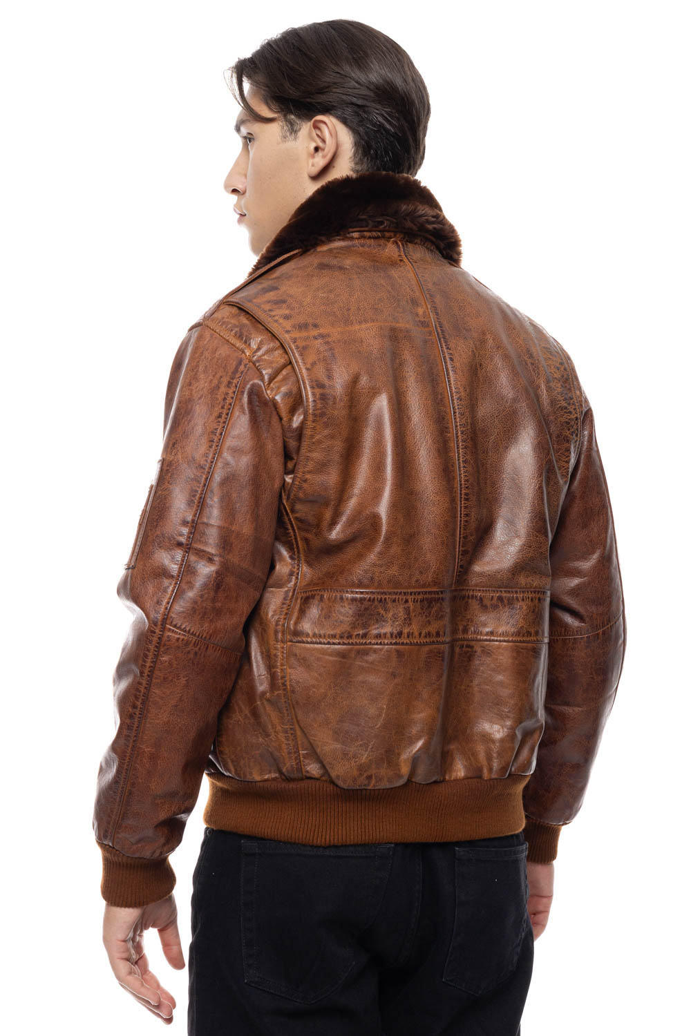 ΔΕΡΜΑΤΙΝΟ ΑΝΔΡΙΚΟ ΜΠΟΥΦΑΝ ΚΩΔΙΚΟΣ:37-M-PILOT (BROWN) - Image 4