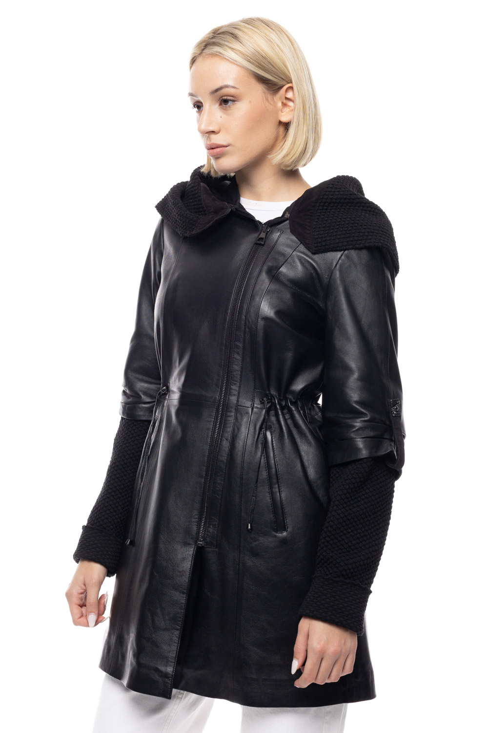 ΔΕΡΜΑΤΙΝΟ ΓΥΝΑΙΚΕΙΟ ΗΜΙΠΑΛΤΟ ΚΩΔΙΚΟΣ: 07-W-SLEEVE-LONG-EC (BLACK) - Image 3