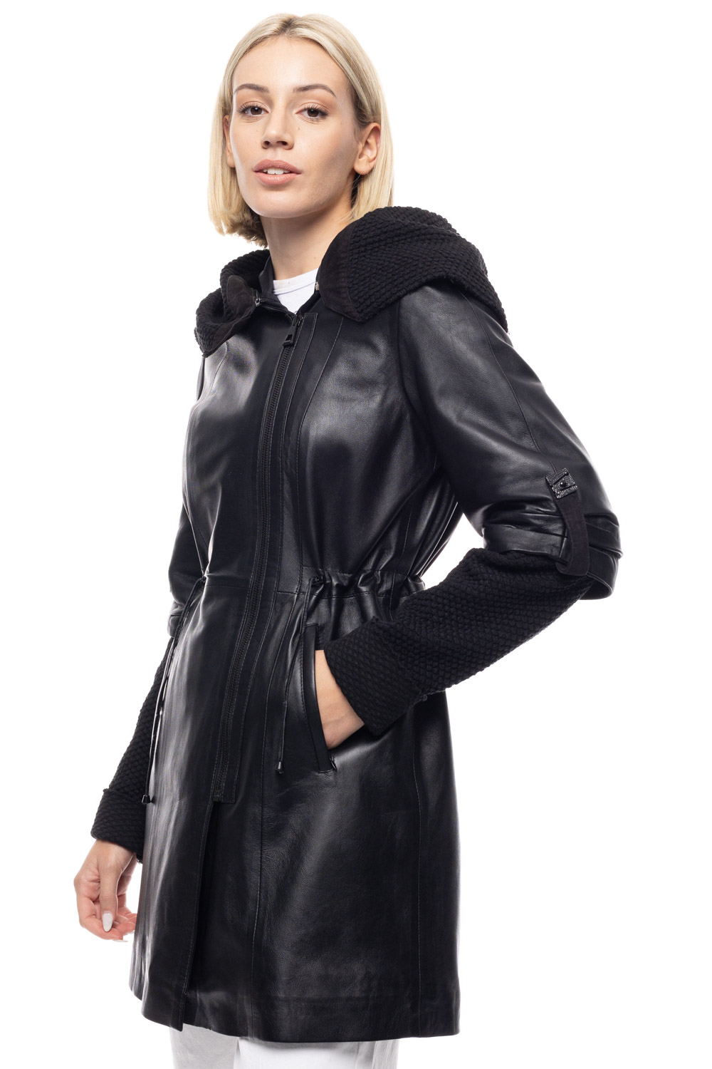 ΔΕΡΜΑΤΙΝΟ ΓΥΝΑΙΚΕΙΟ ΗΜΙΠΑΛΤΟ ΚΩΔΙΚΟΣ: 07-W-SLEEVE-LONG-EC (BLACK) - Image 4