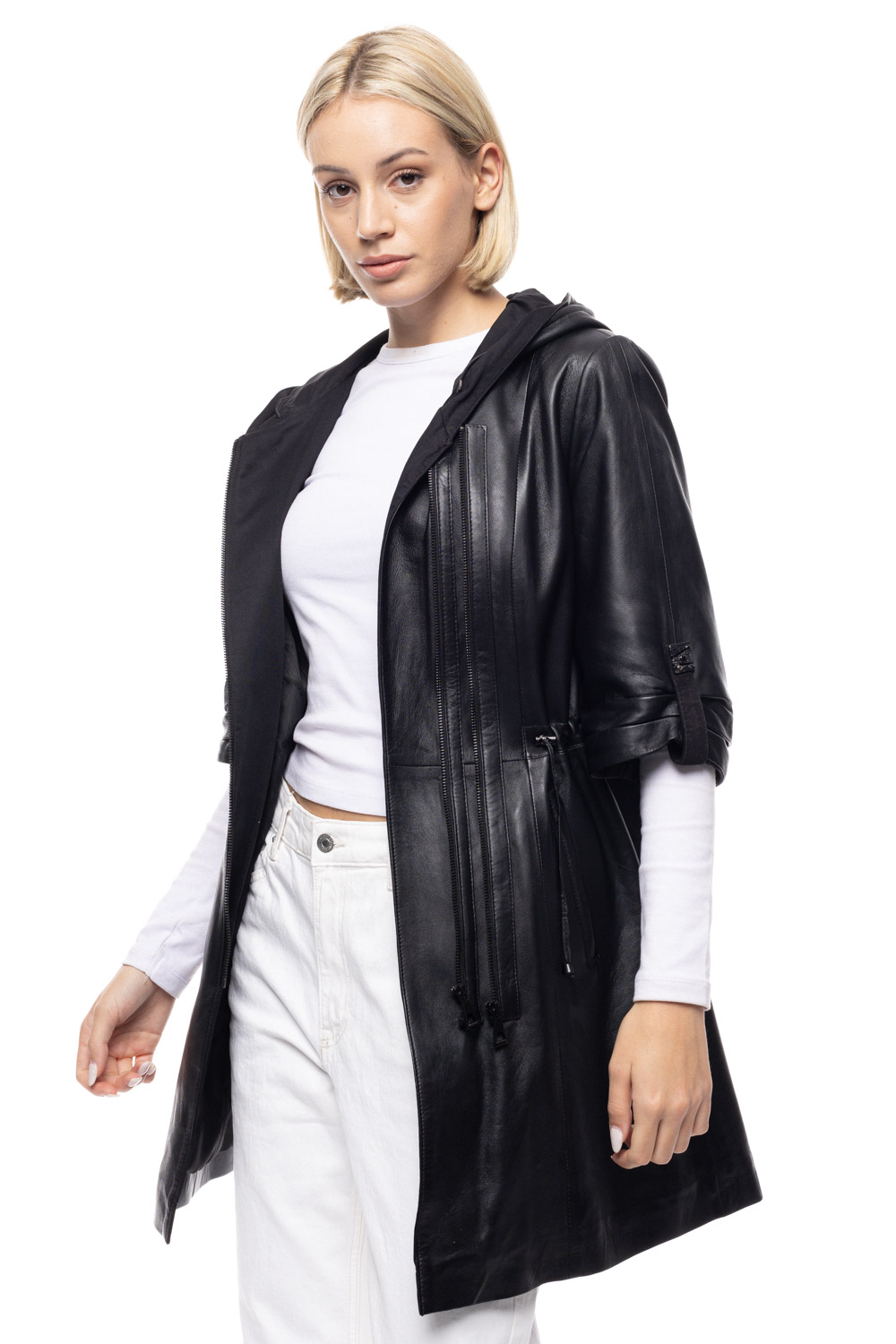 ΔΕΡΜΑΤΙΝΟ ΓΥΝΑΙΚΕΙΟ ΗΜΙΠΑΛΤΟ ΚΩΔΙΚΟΣ: 07-W-SLEEVE-LONG-EC (BLACK) - Image 7