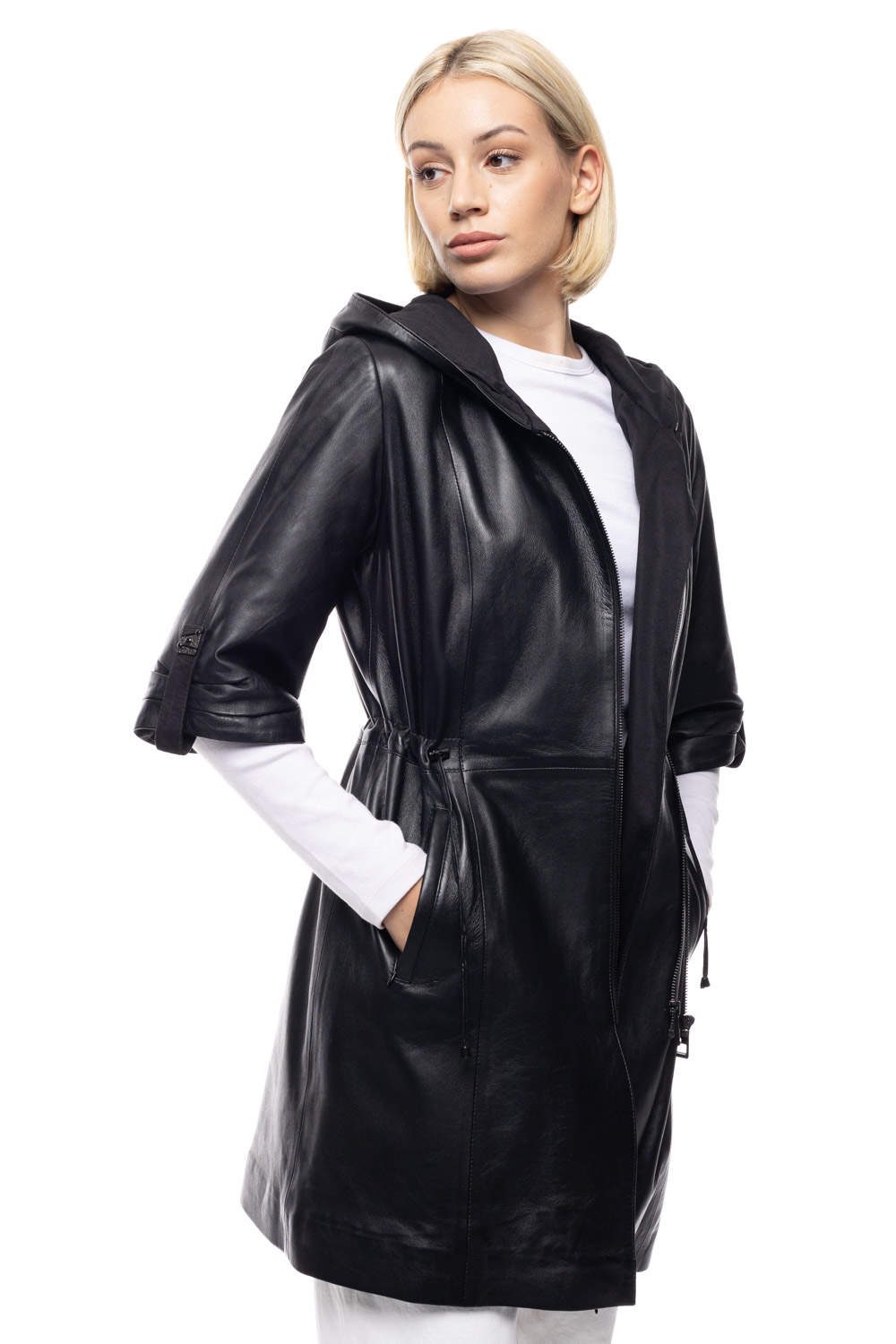 ΔΕΡΜΑΤΙΝΟ ΓΥΝΑΙΚΕΙΟ ΗΜΙΠΑΛΤΟ ΚΩΔΙΚΟΣ: 07-W-SLEEVE-LONG-EC (BLACK) - Image 8