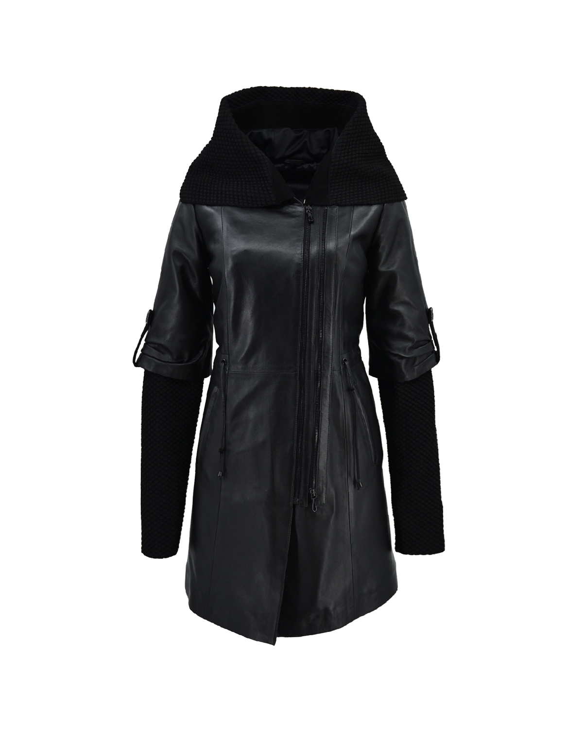 ΔΕΡΜΑΤΙΝΟ ΓΥΝΑΙΚΕΙΟ ΗΜΙΠΑΛΤΟ ΚΩΔΙΚΟΣ: 07-W-SLEEVE-LONG-EC (BLACK) - Image 9