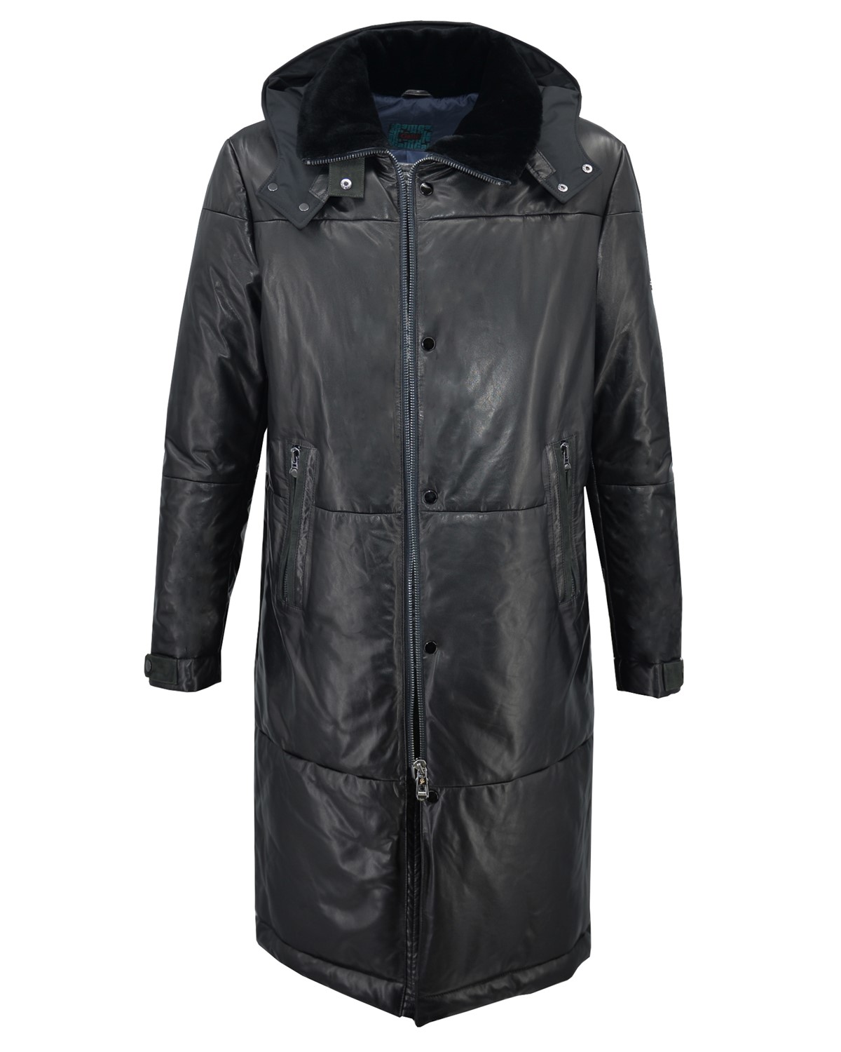 ΔΕΡΜΑΤΙΝΟ ΑΝΔΡΙΚΟ PUFFER ΠΑΛΤΟ ΚΩΔΙΚΟΣ: 46S-M-GL-431 (BLACK-ZIG) - Image 4