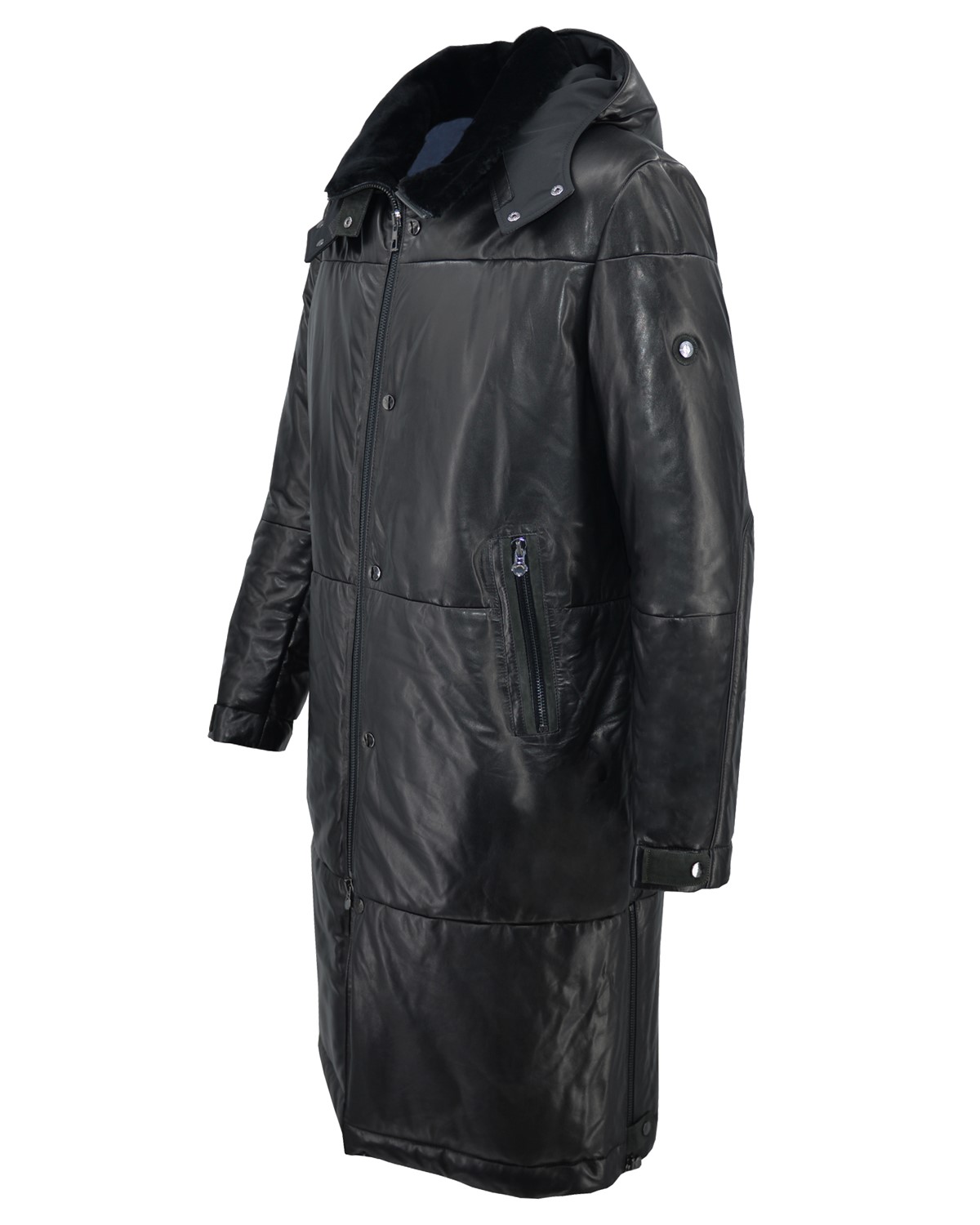 ΔΕΡΜΑΤΙΝΟ ΑΝΔΡΙΚΟ PUFFER ΠΑΛΤΟ ΚΩΔΙΚΟΣ: 46S-M-GL-431 (BLACK-ZIG) - Image 5