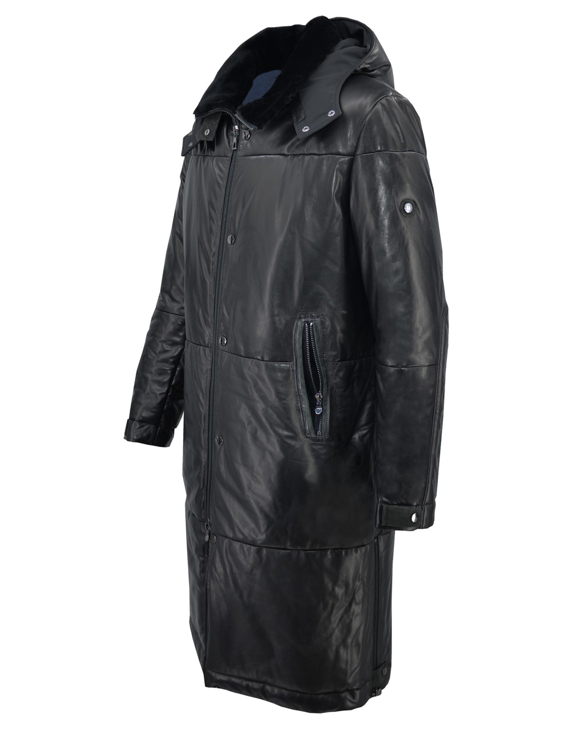 ΔΕΡΜΑΤΙΝΟ ΑΝΔΡΙΚΟ PUFFER ΠΑΛΤΟ ΚΩΔΙΚΟΣ: 46S-M-GL-431 (BLACK-ZIG) - Image 6