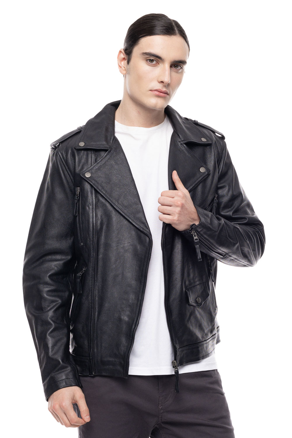 ΔΕΡΜΑΤΙΝΟ ΑΝΔΡΙΚΟ ΜΠΟΥΦΑΝ ΚΩΔΙΚΟΣ: 49-M-8129 (BLACK) - Image 5
