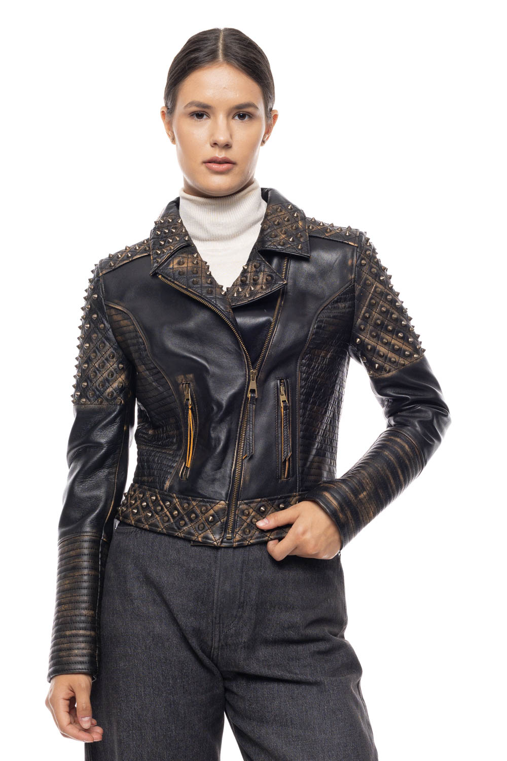 ΔΕΡΜΑΤΙΝΟ ΓΥΝΑΙΚΕΙΟ ΜΠΟΥΦΑΝ ΚΩΔΙΚΟΣ: 07-W-ROCKDROPS (BLACK)