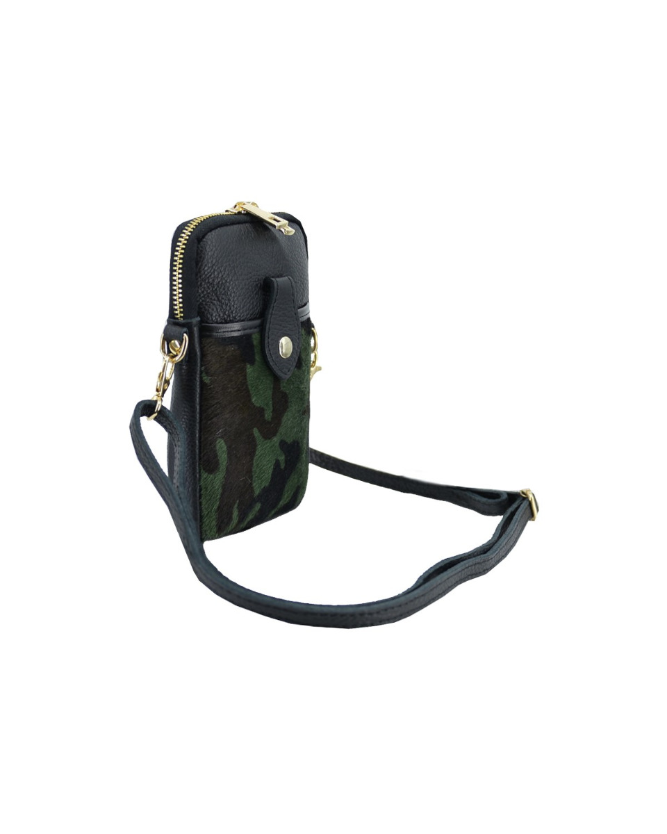 ΔΕΡΜΑΤΙΝΟ ΤΣΑΝΤΑΚΙ ΚΙΝΗΤΟΥ ΚΩΔΙΚΟΣ: 41-BAG-2402-64 (BLACK-COWGREEN) - Image 3