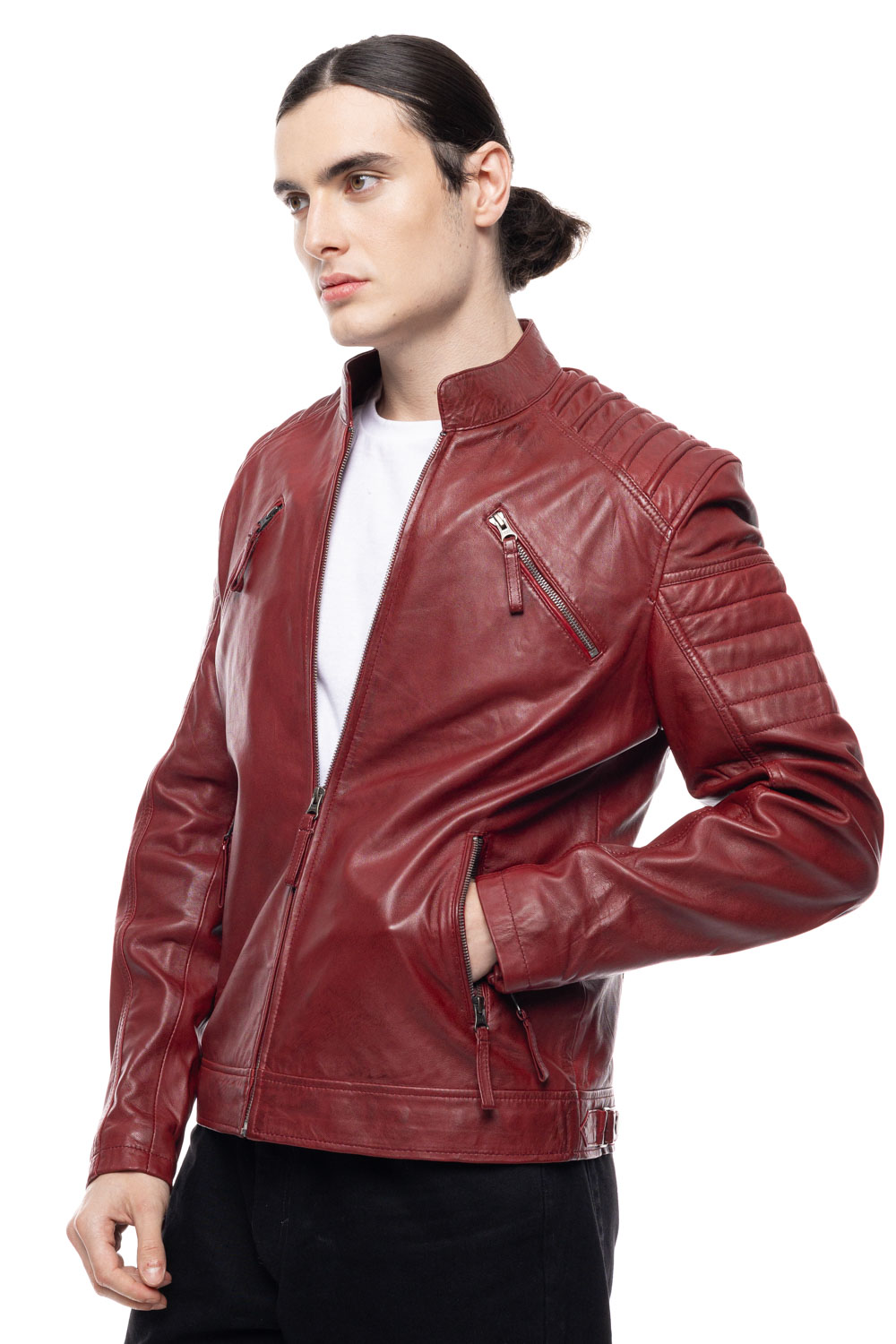 ΔΕΡΜΑΤΙΝΟ ΑΝΔΡΙΚΟ ΜΠΟΥΦΑΝ ΚΩΔΙΚΟΣ: 49-M-8116 (RED) - Image 3