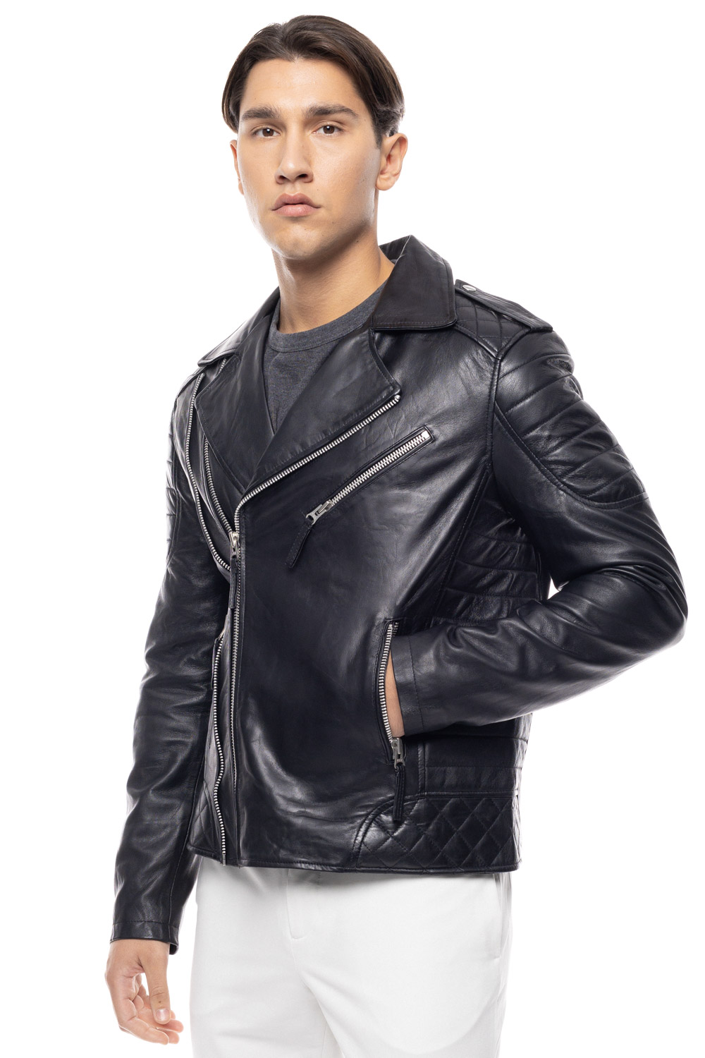ΔΕΡΜΑΤΙΝΟ ΑΝΔΡΙΚΟ ΜΠΟΥΦΑΝ ΚΩΔΙΚΟΣ: 49-M-1151-SILVER (BLACK) - Image 3