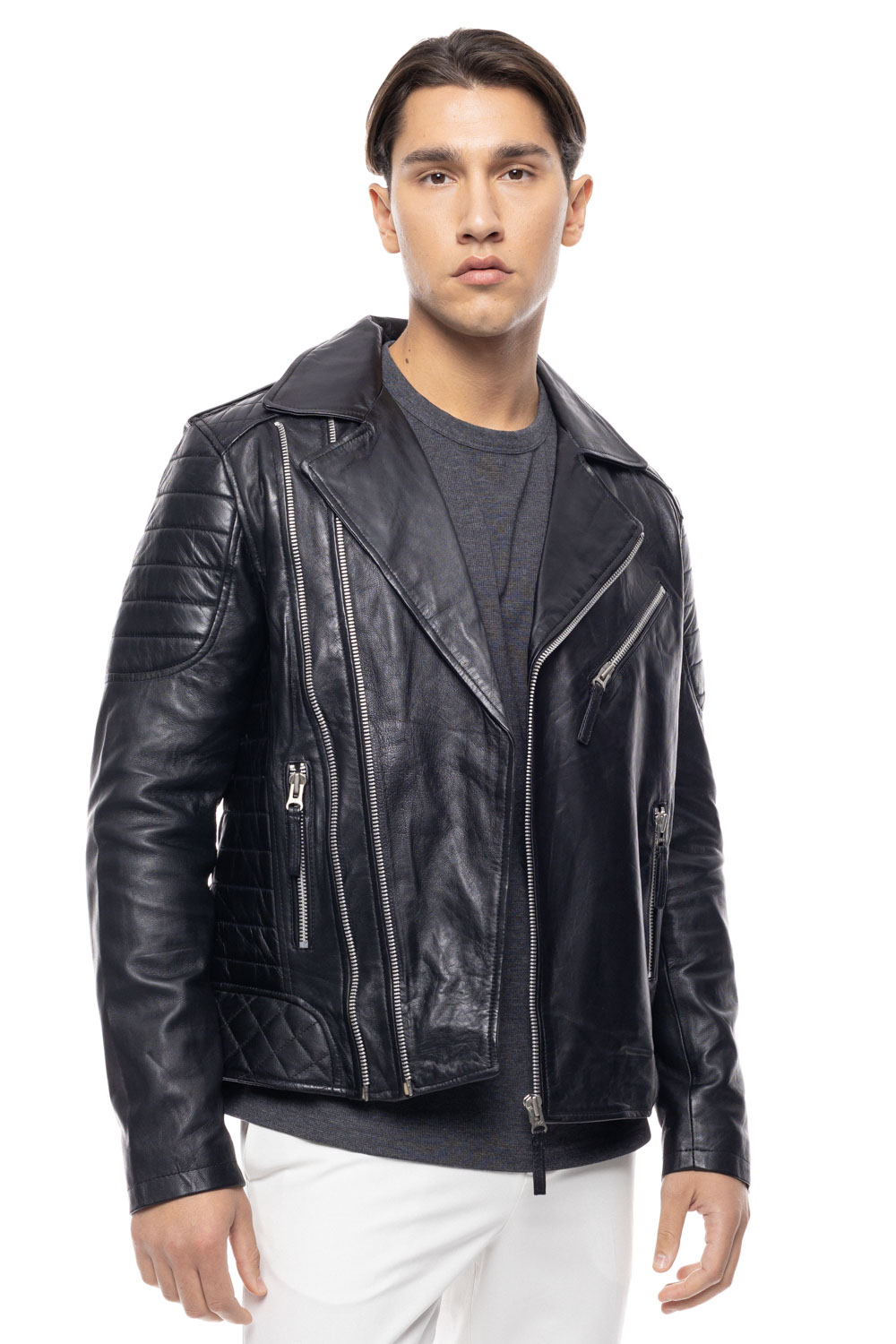 ΔΕΡΜΑΤΙΝΟ ΑΝΔΡΙΚΟ ΜΠΟΥΦΑΝ ΚΩΔΙΚΟΣ: 49-M-1151-SILVER (BLACK) - Image 5