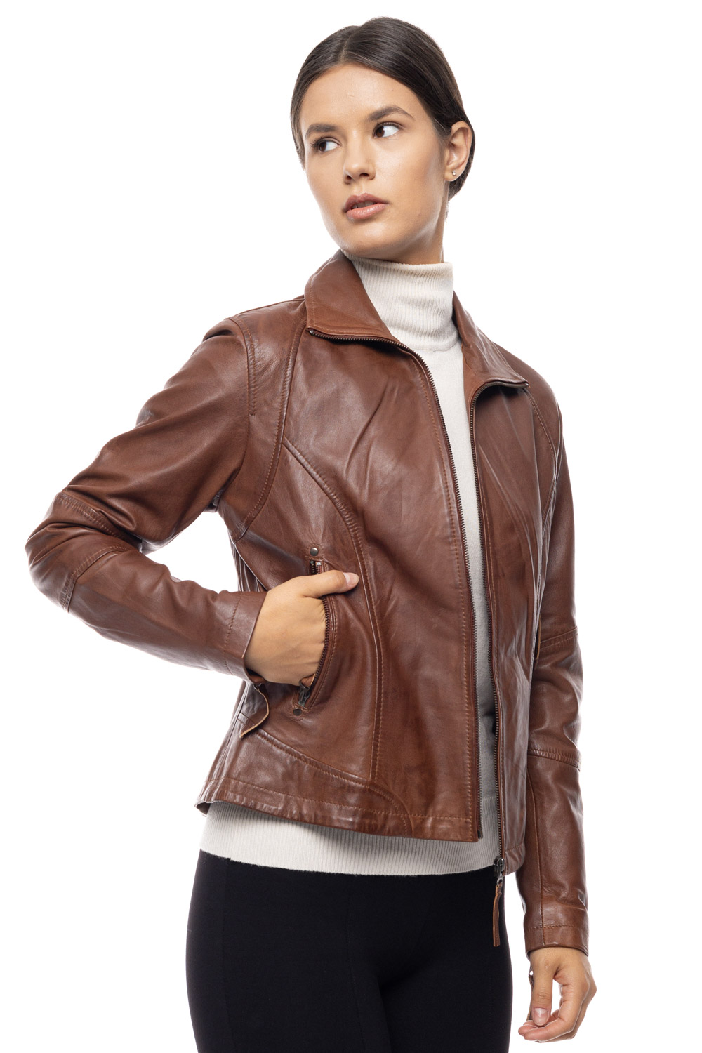 ΔΕΡΜΑΤΙΝΟ ΓΥΝΑΙΚΕΙΟ ΜΠΟΥΦΑΝ ΚΩΔΙΚΟΣ: 49-W-ALINA-F (COGNAC) - Image 6