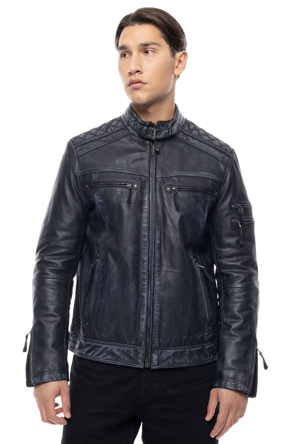 ΔΕΡΜΑΤΙΝΟ ΑΝΔΡΙΚΟ ΜΠΟΥΦΑΝ ΚΩΔΙΚΟΣ: 37-M-EKTOR (BLACK-GREY) - Image 3