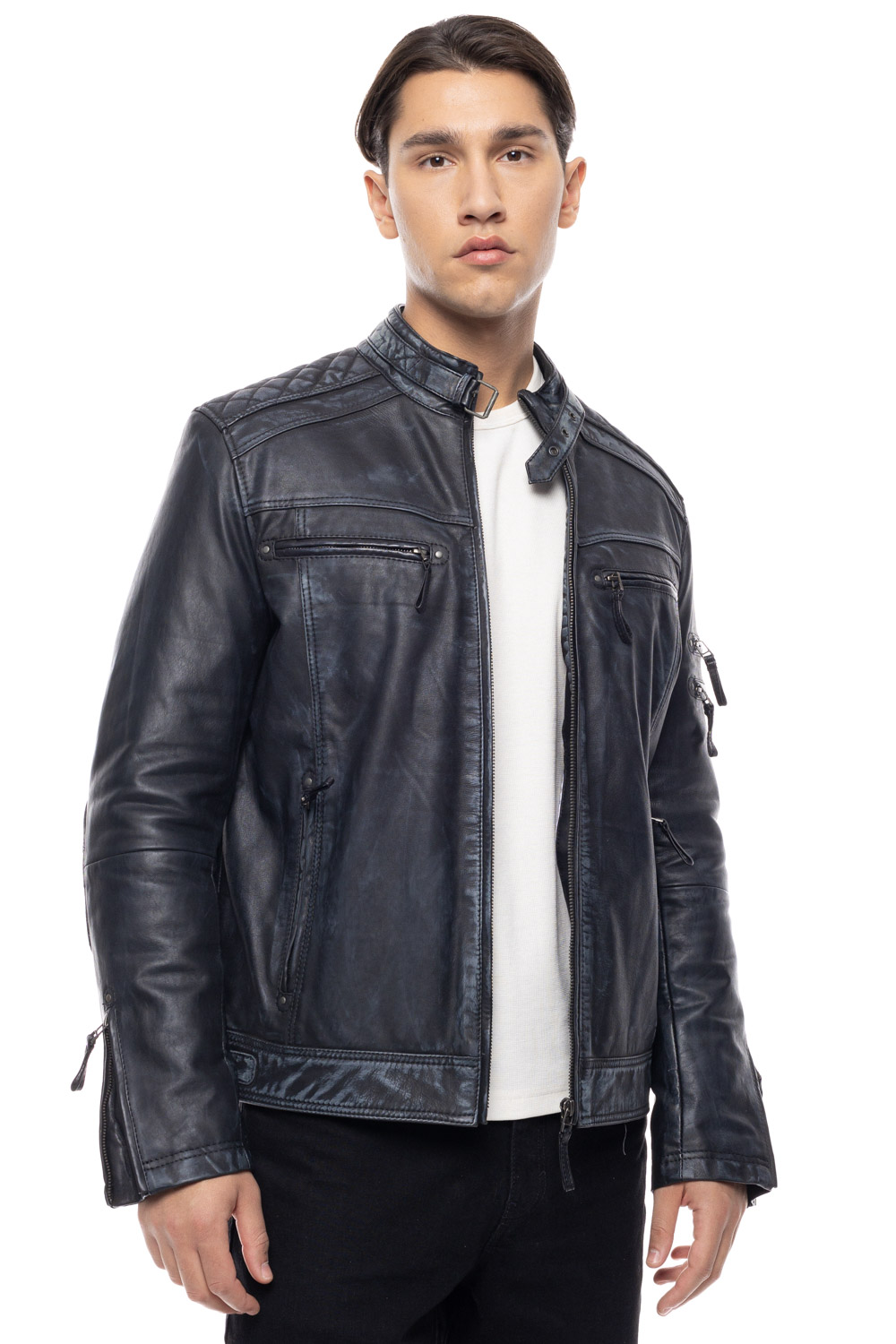 ΔΕΡΜΑΤΙΝΟ ΑΝΔΡΙΚΟ ΜΠΟΥΦΑΝ ΚΩΔΙΚΟΣ: 37-M-EKTOR (BLACK-GREY) - Image 5