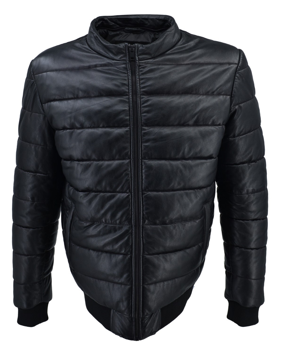 ΔΕΡΜΑΤΙΝΟ ΑΝΔΡΙΚΟ PUFFER ΜΠΟΥΦΑΝ ΚΩΔΙΚΟΣ: 61-M-9011 (BLACK) - Image 9