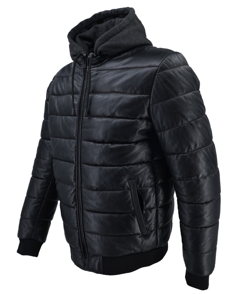 ΔΕΡΜΑΤΙΝΟ ΑΝΔΡΙΚΟ PUFFER ΜΠΟΥΦΑΝ ΚΩΔΙΚΟΣ: 61-M-9011 (BLACK) - Image 12
