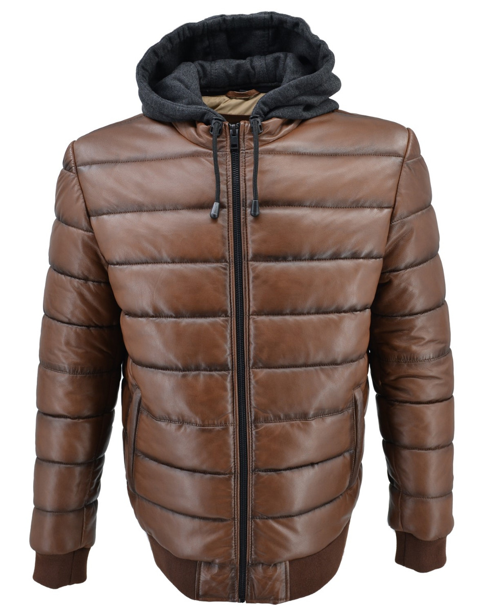 ΔΕΡΜΑΤΙΝΟ ΑΝΔΡΙΚΟ PUFFER ΜΠΟΥΦΑΝ ΚΩΔΙΚΟΣ: 61-M-9011 (COGNAC) - Image 6