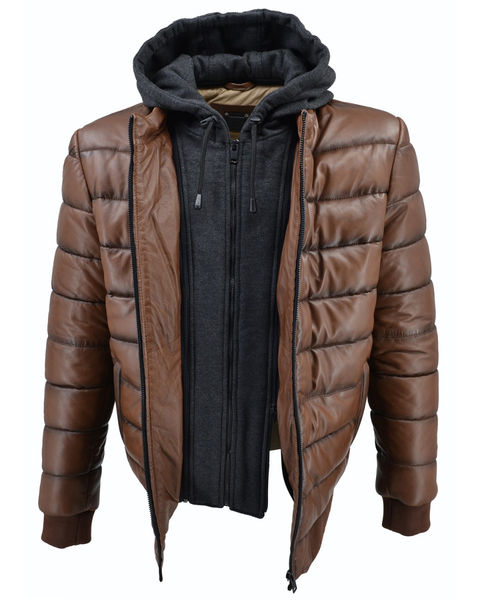 ΔΕΡΜΑΤΙΝΟ ΑΝΔΡΙΚΟ PUFFER ΜΠΟΥΦΑΝ ΚΩΔΙΚΟΣ: 61-M-9011 (COGNAC) - Image 8