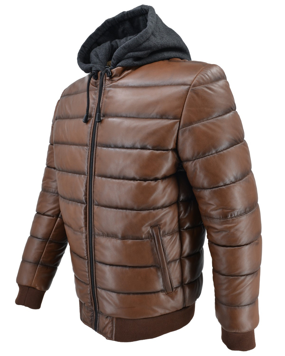 ΔΕΡΜΑΤΙΝΟ ΑΝΔΡΙΚΟ PUFFER ΜΠΟΥΦΑΝ ΚΩΔΙΚΟΣ: 61-M-9011 (COGNAC) - Image 9