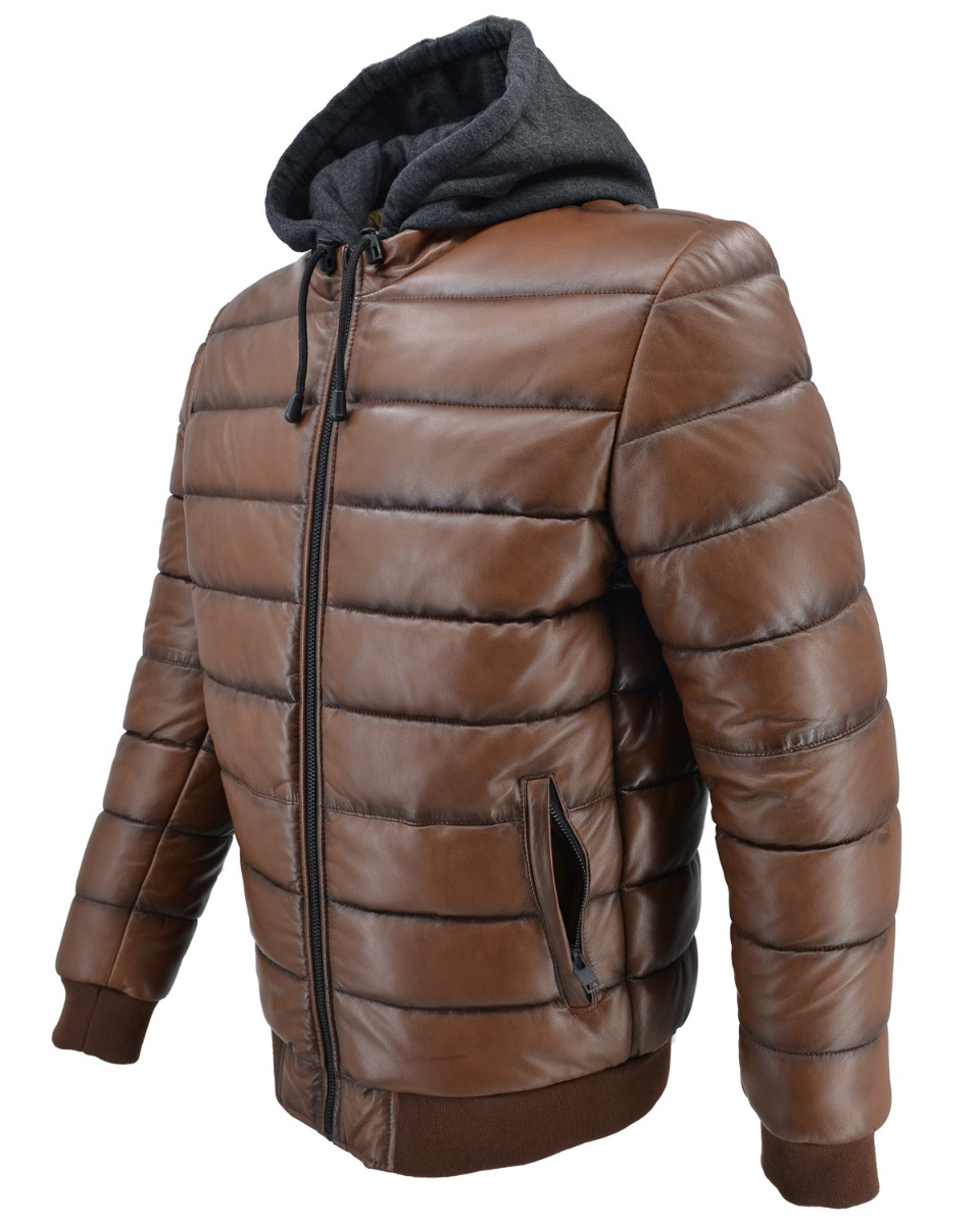 ΔΕΡΜΑΤΙΝΟ ΑΝΔΡΙΚΟ PUFFER ΜΠΟΥΦΑΝ ΚΩΔΙΚΟΣ: 61-M-9011 (COGNAC) - Image 10