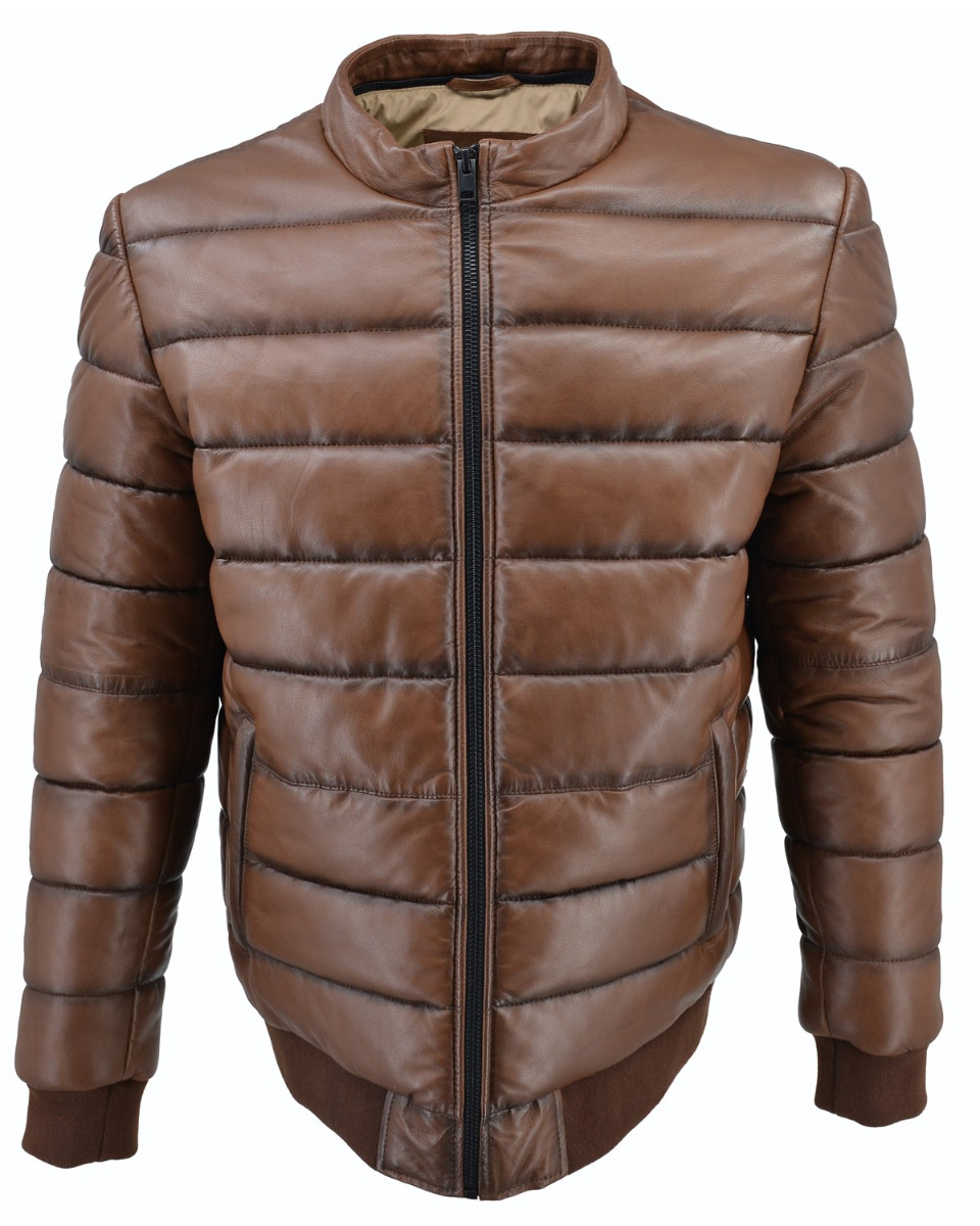 ΔΕΡΜΑΤΙΝΟ ΑΝΔΡΙΚΟ PUFFER ΜΠΟΥΦΑΝ ΚΩΔΙΚΟΣ: 61-M-9011 (COGNAC) - Image 7