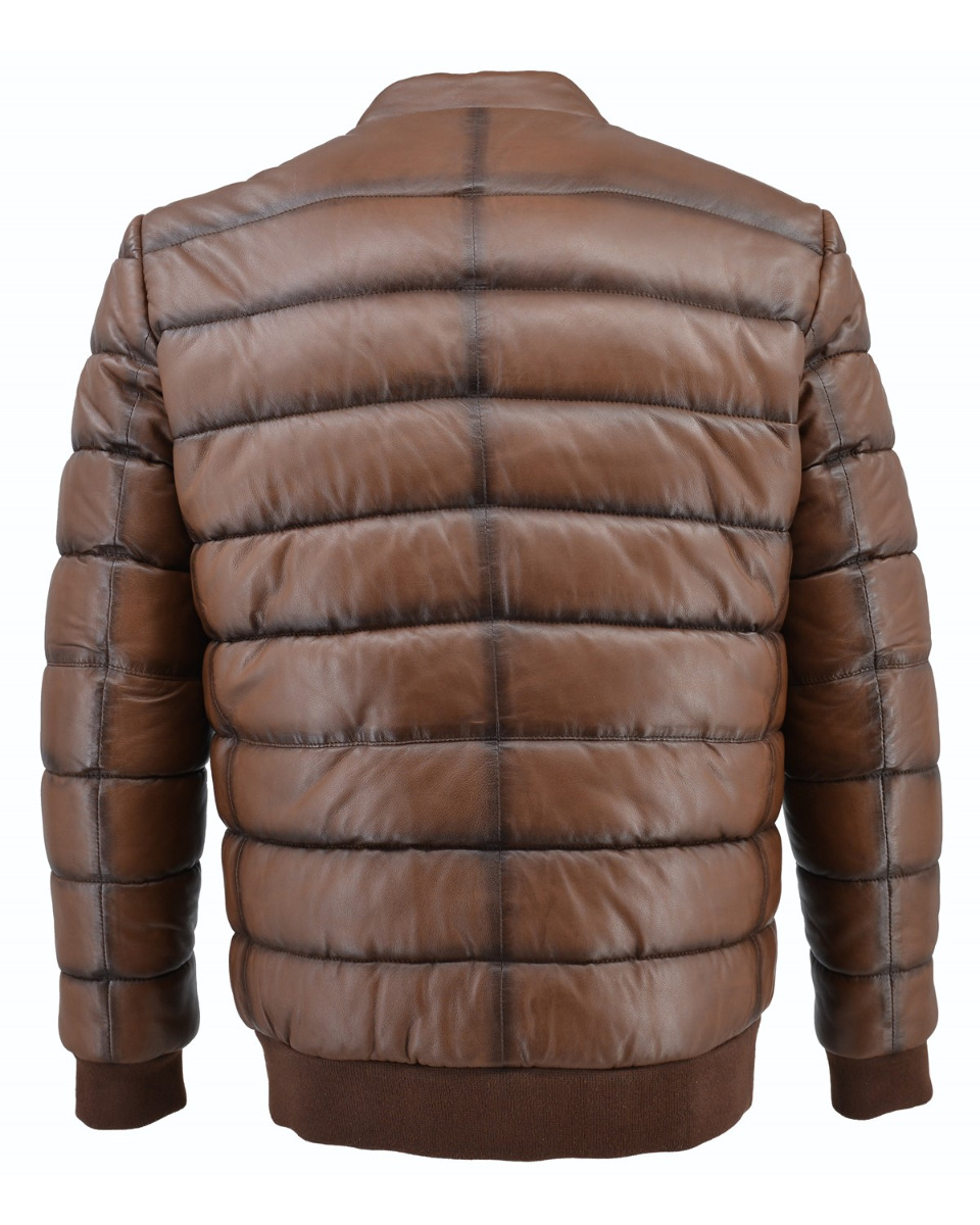 ΔΕΡΜΑΤΙΝΟ ΑΝΔΡΙΚΟ PUFFER ΜΠΟΥΦΑΝ ΚΩΔΙΚΟΣ: 61-M-9011 (COGNAC) - Image 12
