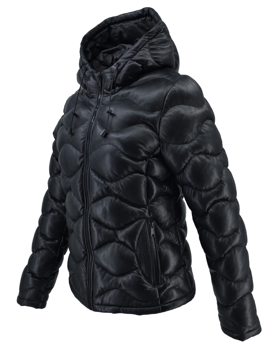 ΔΕΡΜΑΤΙΝΟ ΓΥΝΑΙΚΕΙΟ PUFFER ΜΠΟΥΦΑΝ ΚΩΔΙΚΟΣ: 61-W-1123 (BLACK) - Image 7