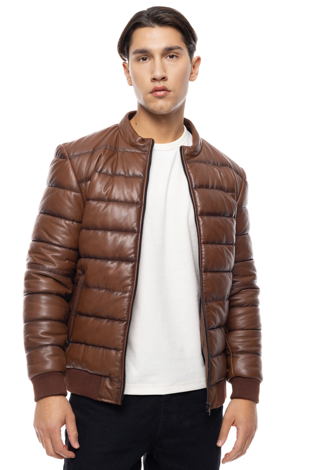 ΔΕΡΜΑΤΙΝΟ ΑΝΔΡΙΚΟ PUFFER ΜΠΟΥΦΑΝ ΚΩΔΙΚΟΣ: 61-M-9011 (COGNAC) - Image 5