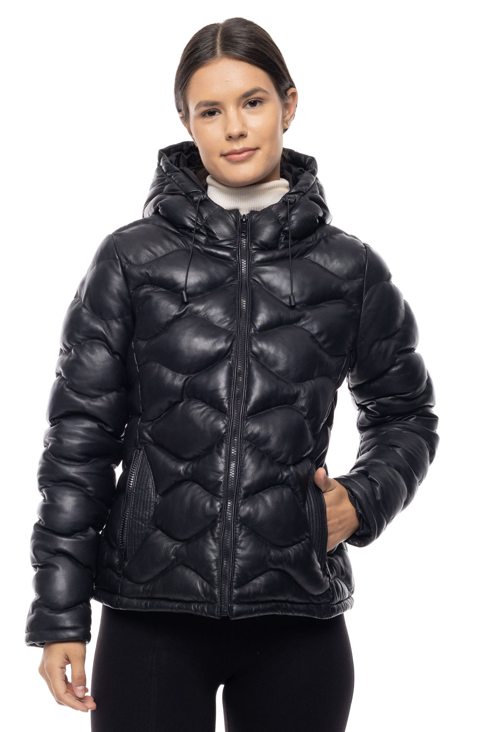 ΔΕΡΜΑΤΙΝΟ ΓΥΝΑΙΚΕΙΟ PUFFER ΜΠΟΥΦΑΝ ΚΩΔΙΚΟΣ: 61-W-1123 (BLACK)