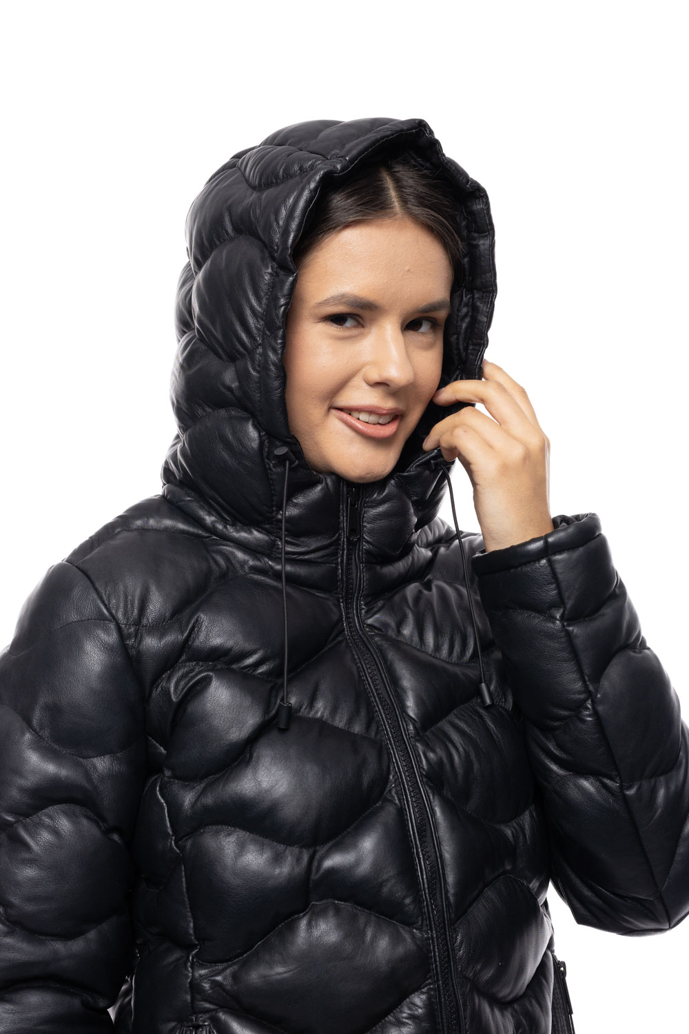 ΔΕΡΜΑΤΙΝΟ ΓΥΝΑΙΚΕΙΟ PUFFER ΜΠΟΥΦΑΝ ΚΩΔΙΚΟΣ: 61-W-1123 (BLACK) - Image 5