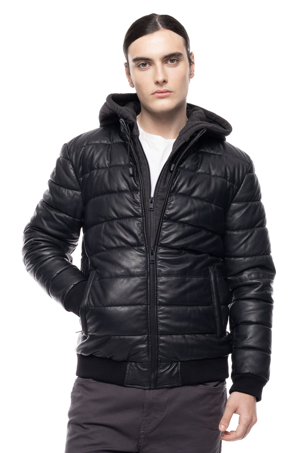ΔΕΡΜΑΤΙΝΟ ΑΝΔΡΙΚΟ PUFFER ΜΠΟΥΦΑΝ ΚΩΔΙΚΟΣ: 61-M-9011 (BLACK) - Image 3