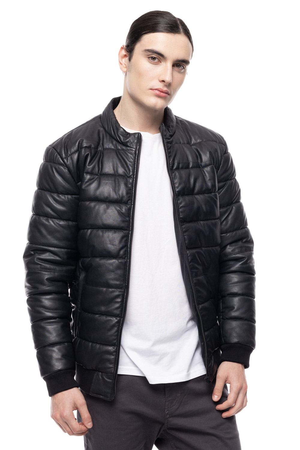 ΔΕΡΜΑΤΙΝΟ ΑΝΔΡΙΚΟ PUFFER ΜΠΟΥΦΑΝ ΚΩΔΙΚΟΣ: 61-M-9011 (BLACK) - Image 6