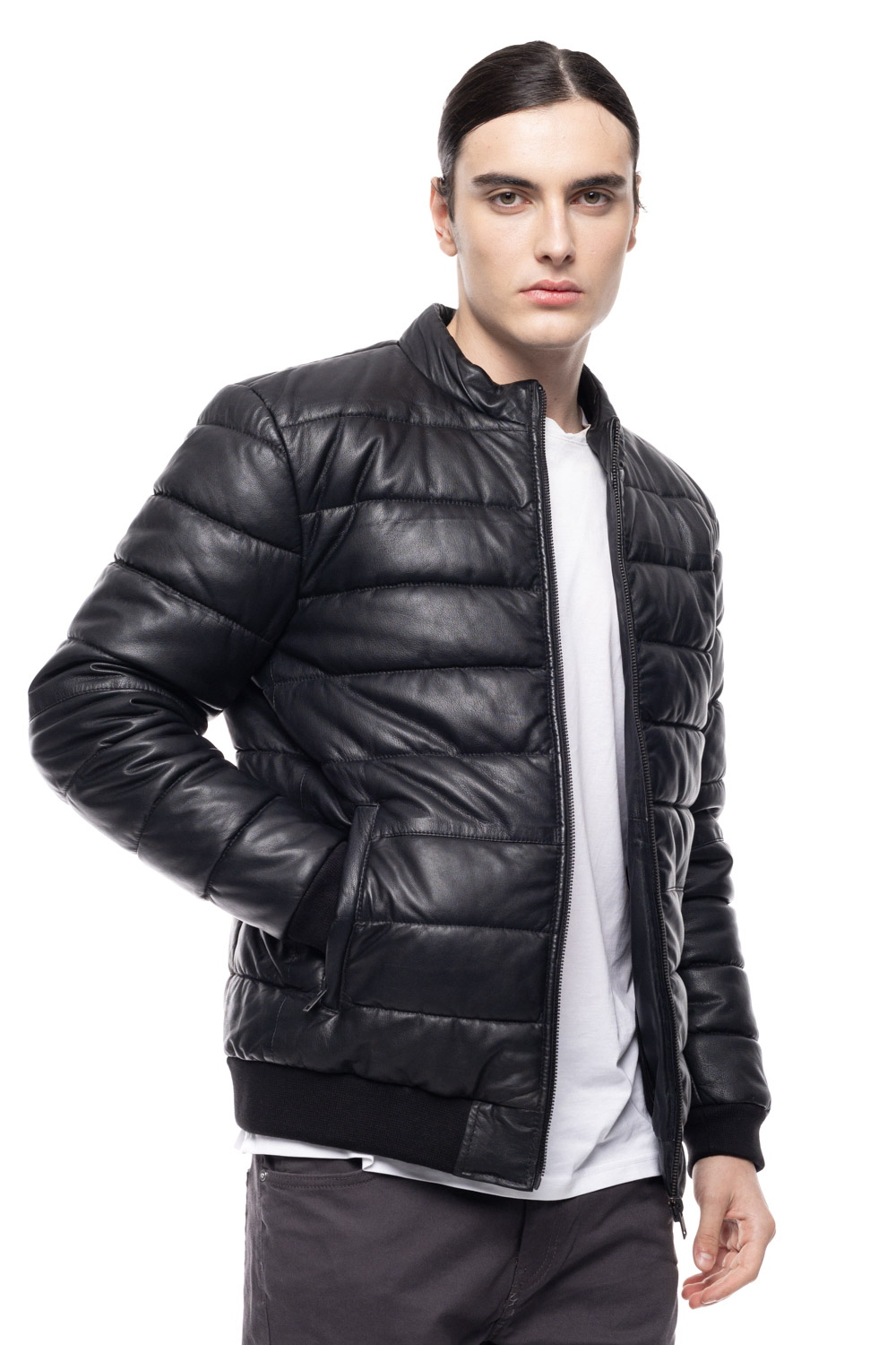 ΔΕΡΜΑΤΙΝΟ ΑΝΔΡΙΚΟ PUFFER ΜΠΟΥΦΑΝ ΚΩΔΙΚΟΣ: 61-M-9011 (BLACK) - Image 7