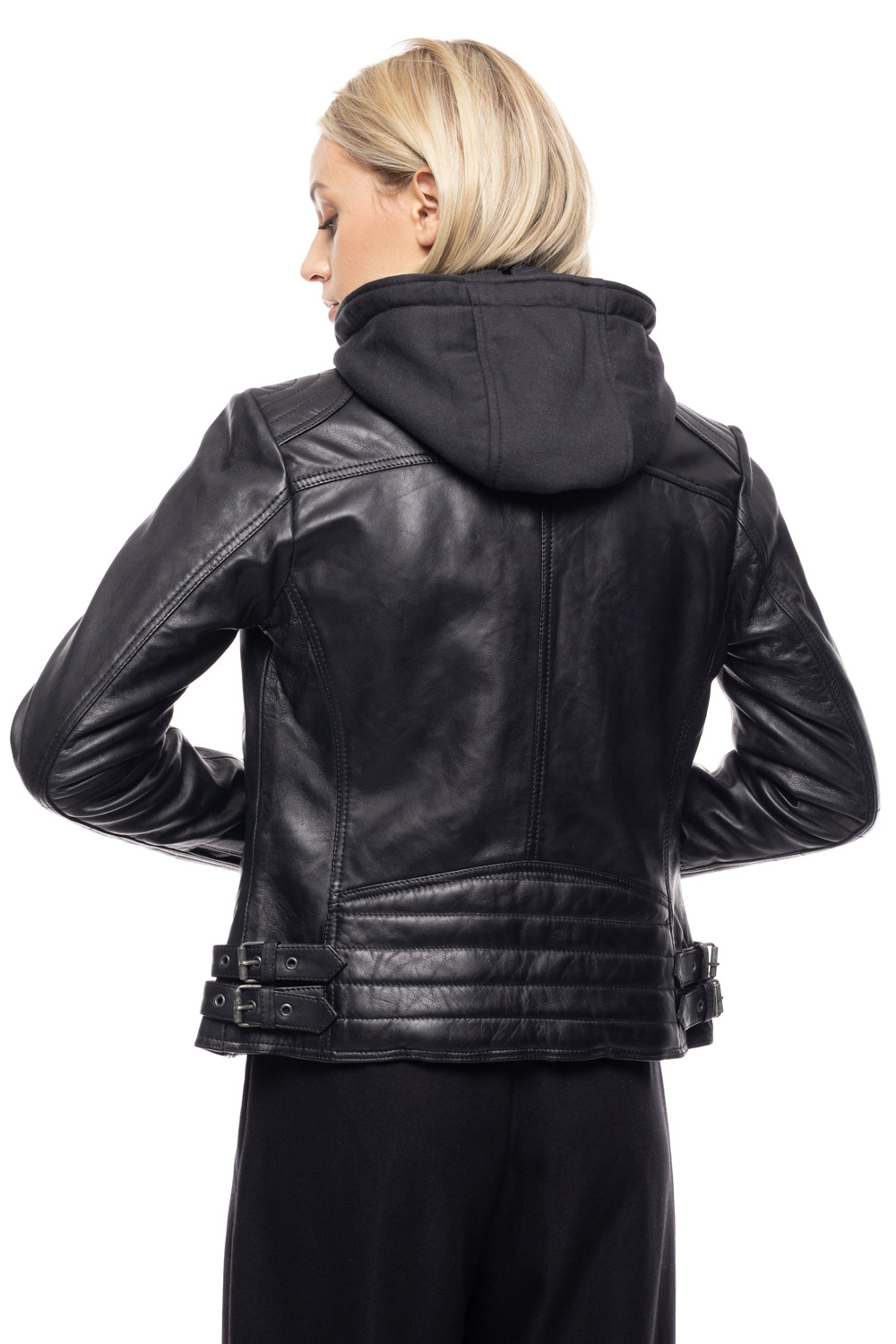 ΔΕΡΜΑΤΙΝΟ ΓΥΝΑΙΚΕΙΟ ΜΠΟΥΦΑΝ ΚΩΔΙΚΟΣ: 37-W-ELEN-HOOD (BLACK) - Image 4