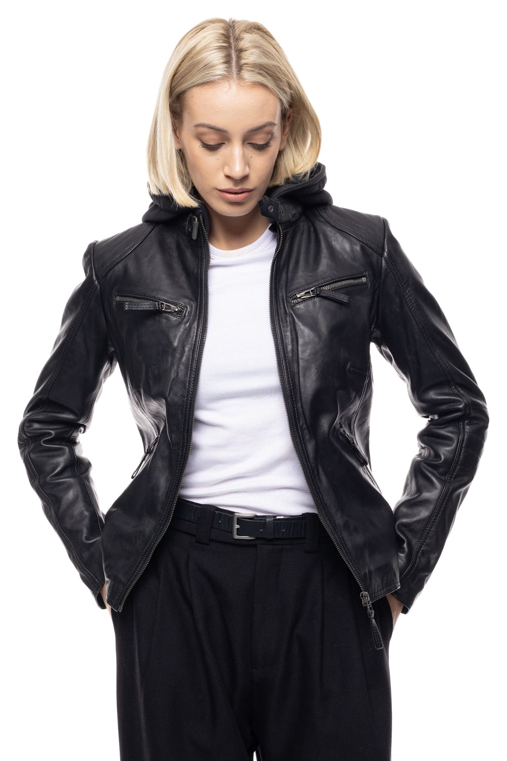 ΔΕΡΜΑΤΙΝΟ ΓΥΝΑΙΚΕΙΟ ΜΠΟΥΦΑΝ ΚΩΔΙΚΟΣ: 37-W-ELEN-HOOD (BLACK) - Image 6
