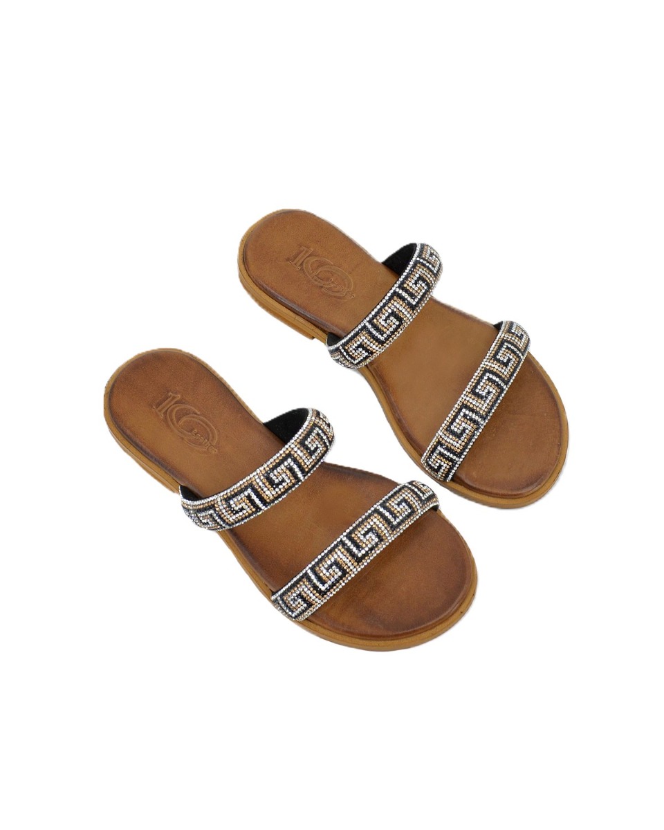 ΔΕΡΜΑΤΙΝΕΣ ΓΥΝΑΙΚΕΙΕΣ ΠΑΝΤΟΦΛΕΣ: 56-W-98/24 (STRASS-BLACK)