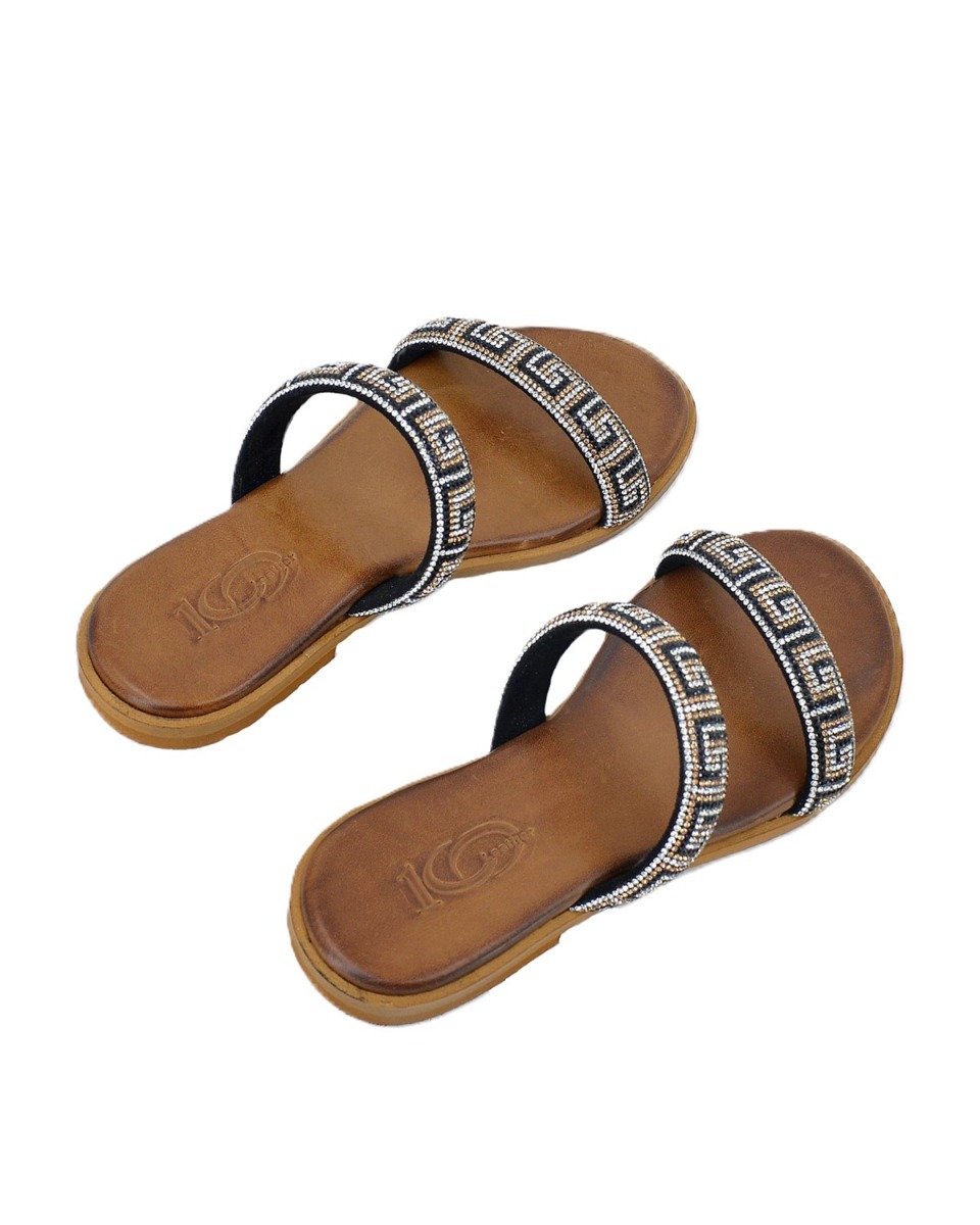ΔΕΡΜΑΤΙΝΕΣ ΓΥΝΑΙΚΕΙΕΣ ΠΑΝΤΟΦΛΕΣ: 56-W-98/24 (STRASS-BLACK) - Image 5