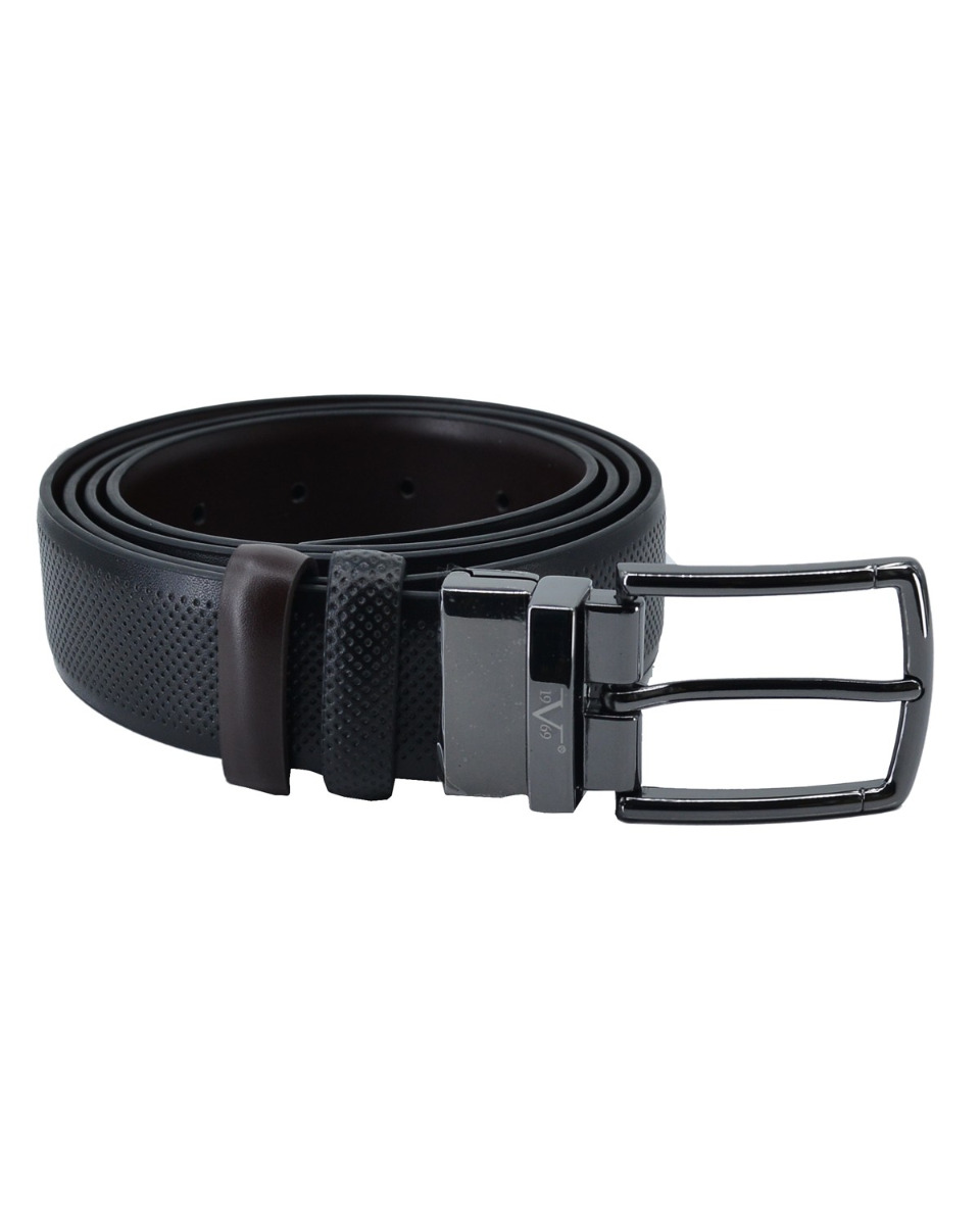ΔΕΡΜΑΤΙΝΗ ΖΩΝΗ ΔΙΠΛΗΣ ΟΨΗΣ ΚΩΔΙΚΟΣ: 35-BELT-9661 (BLACK-BROWN) - Image 3